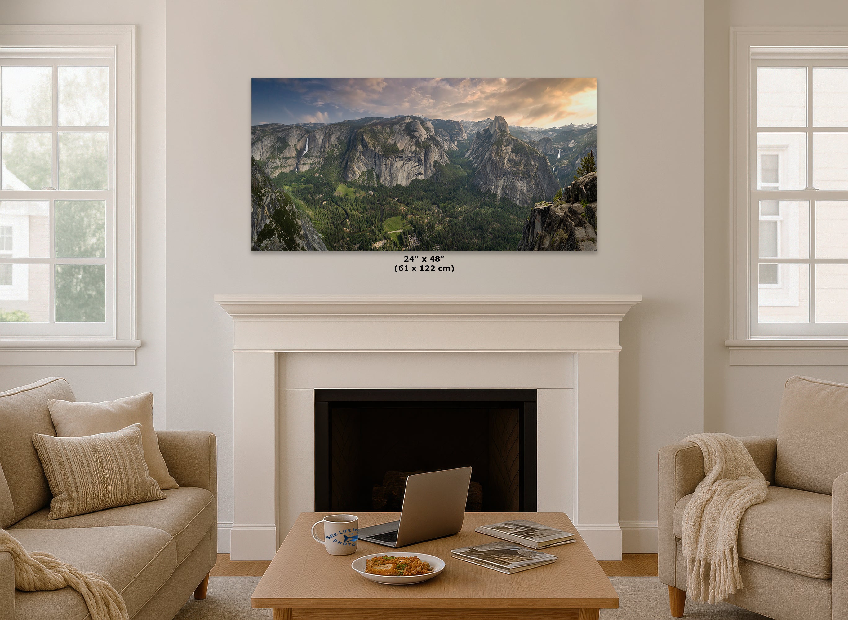 Glacier Point Yosemite National Park Nature Photo Relaxation Artwork, Sierra Nevada Scenic Picture for Meditation, Office, and House Decor