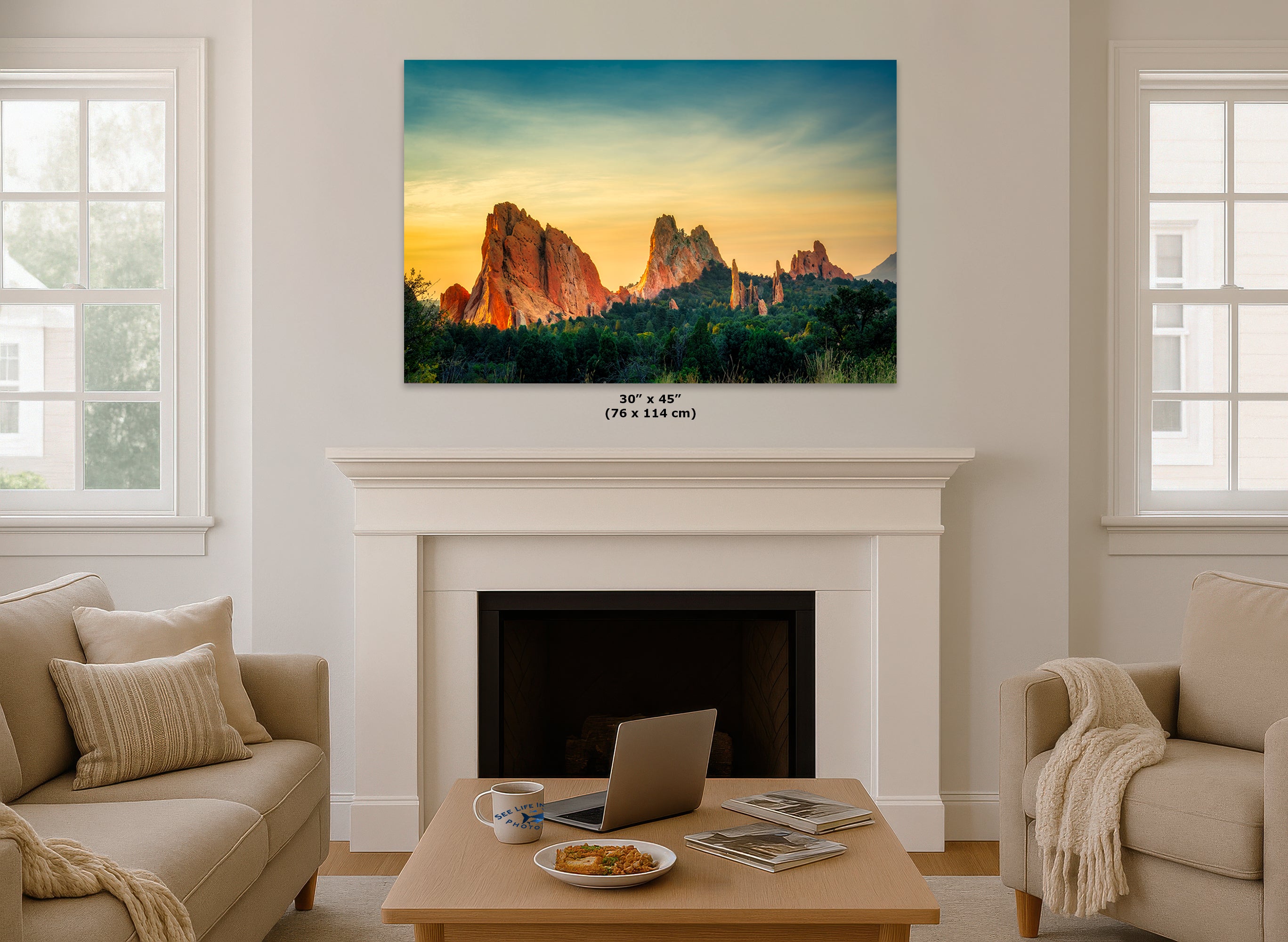 Garden of the Gods Colorado Mountain Picture, Nature Photo of Rocky Mountains for Meditation Relaxation Artwork Bohemian House Decor