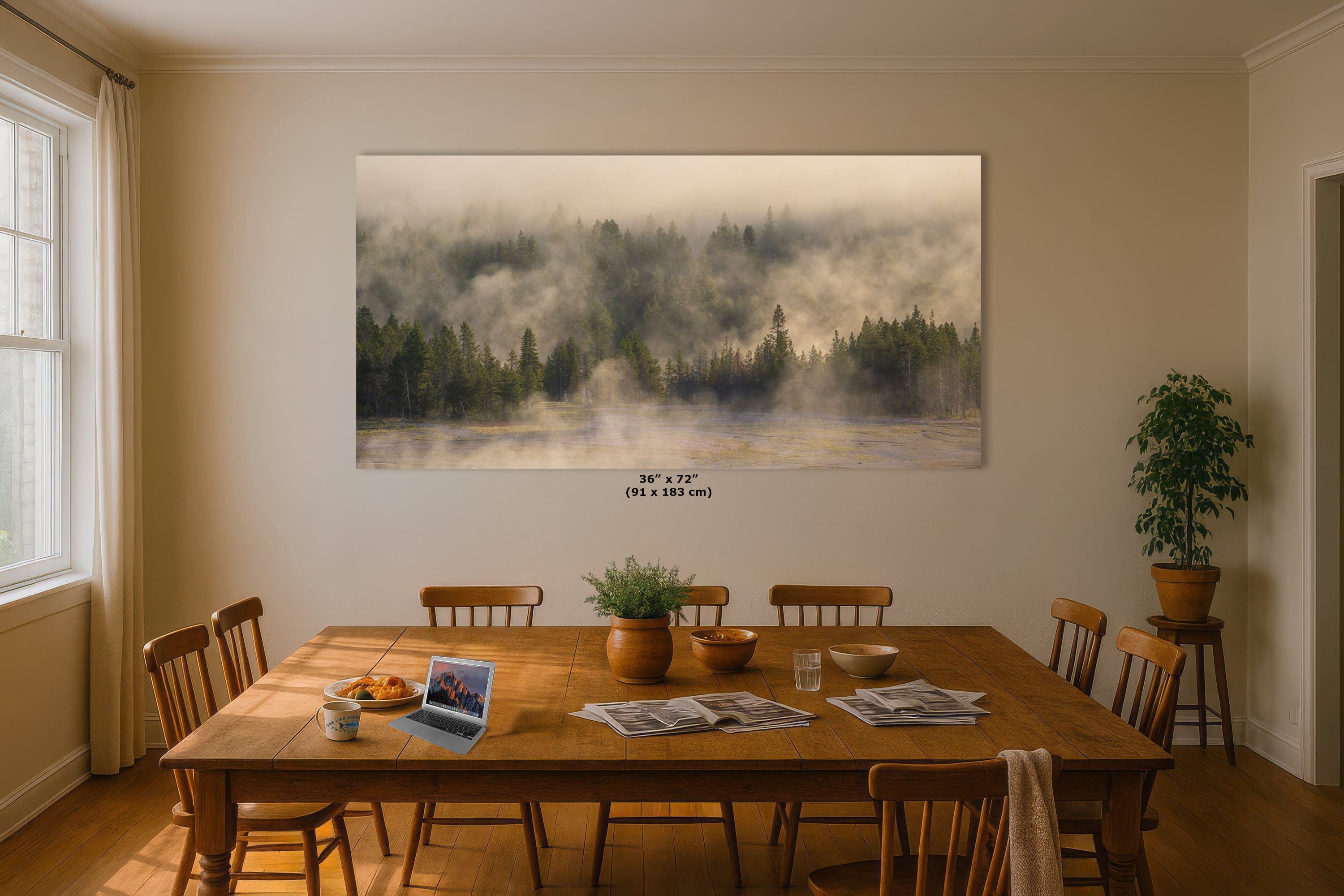 Foggy Forest Picture Forest Bathing Nature Photo, Yellowstone Misty Trees Wall Art, Cabin Decor, Canvas, Paper, Metal Prints