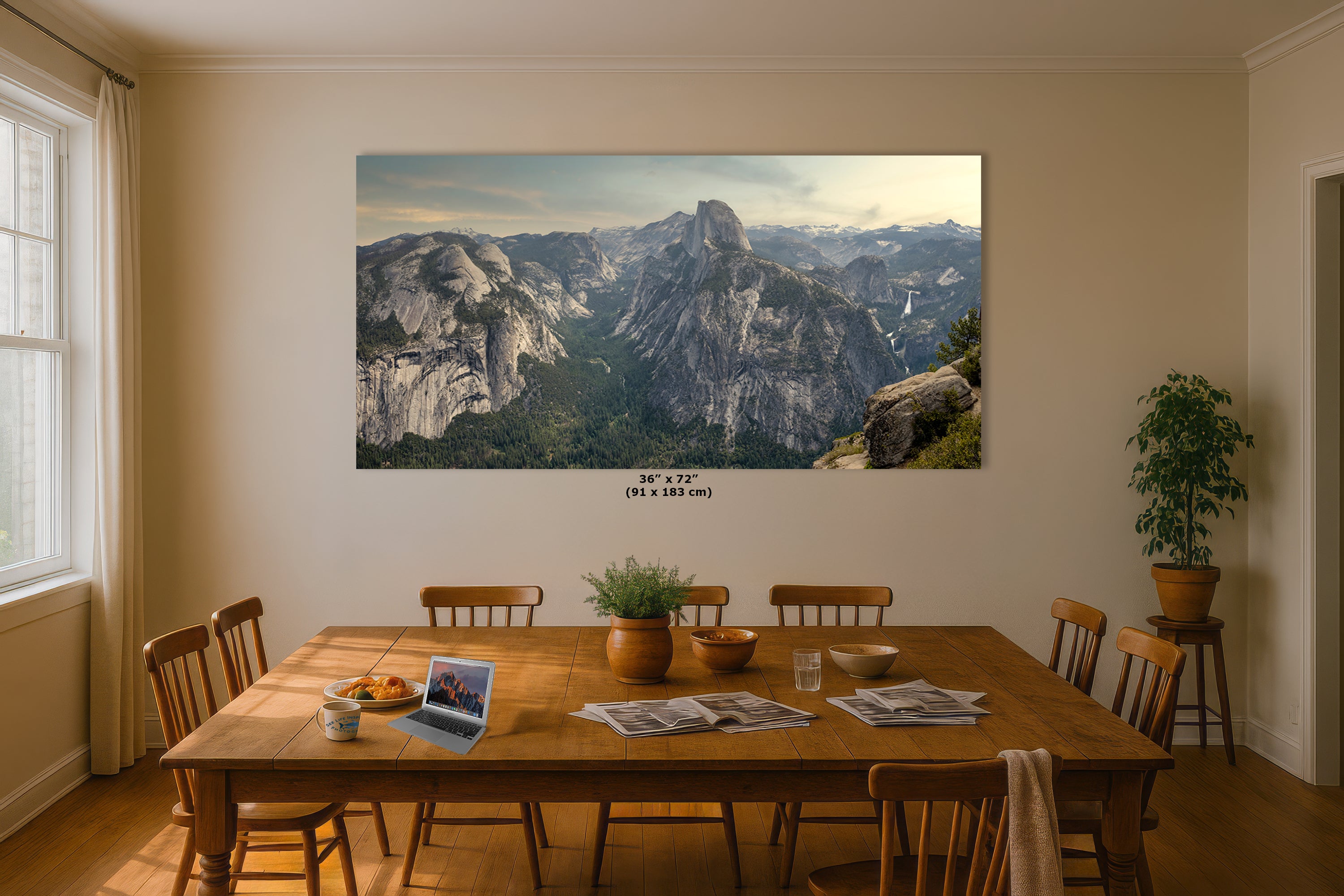 Glacier Point Yosemite National Park Nature Photo Relaxation Artwork of Half Dome for Meditation, Office, and House Decor