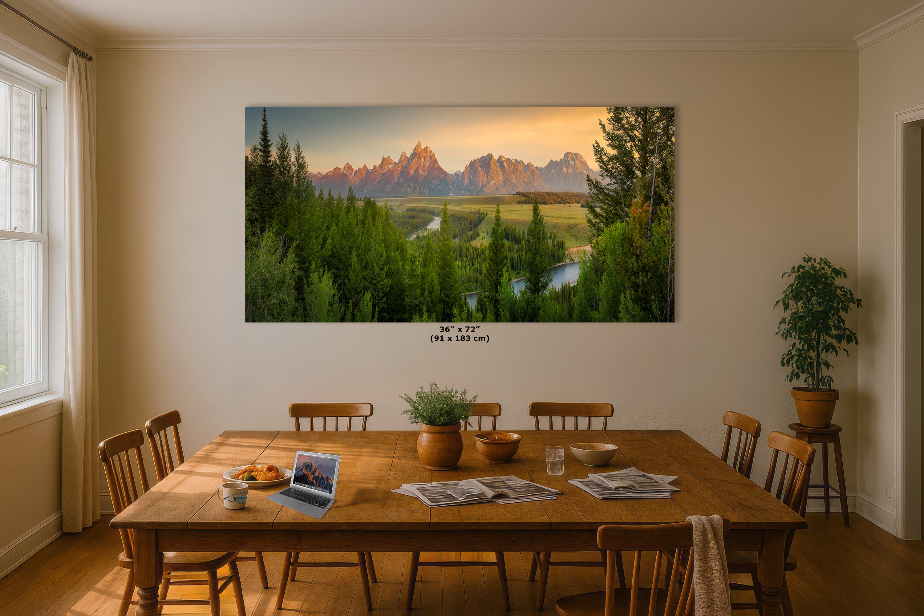 Grand Teton National Park Wyoming Mountain Picture Panorama Nature Photo, Rustic Wall Art, Jackson Hole Scenery, Bohemian Decor