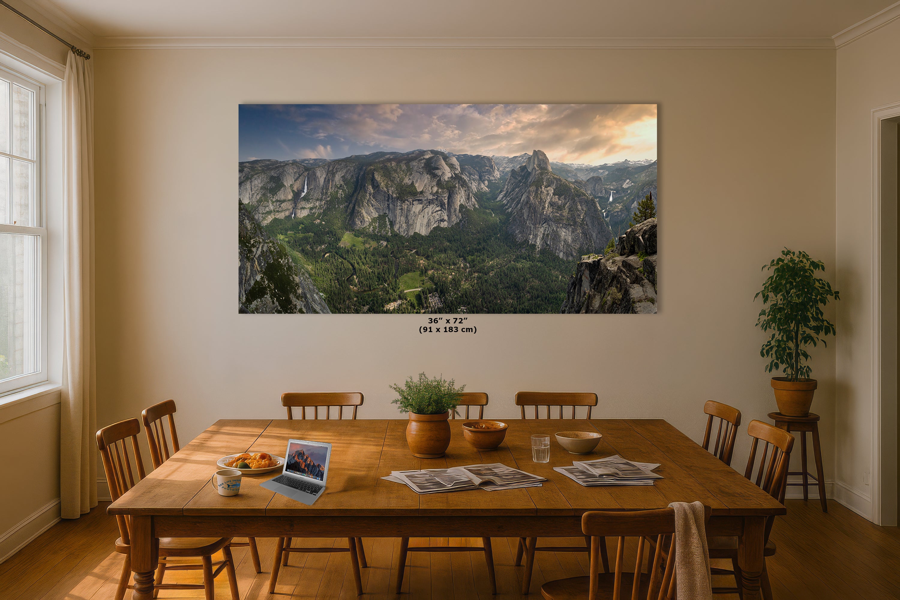 Glacier Point Yosemite National Park Nature Photo Relaxation Artwork, Sierra Nevada Scenic Picture for Meditation, Office, and House Decor