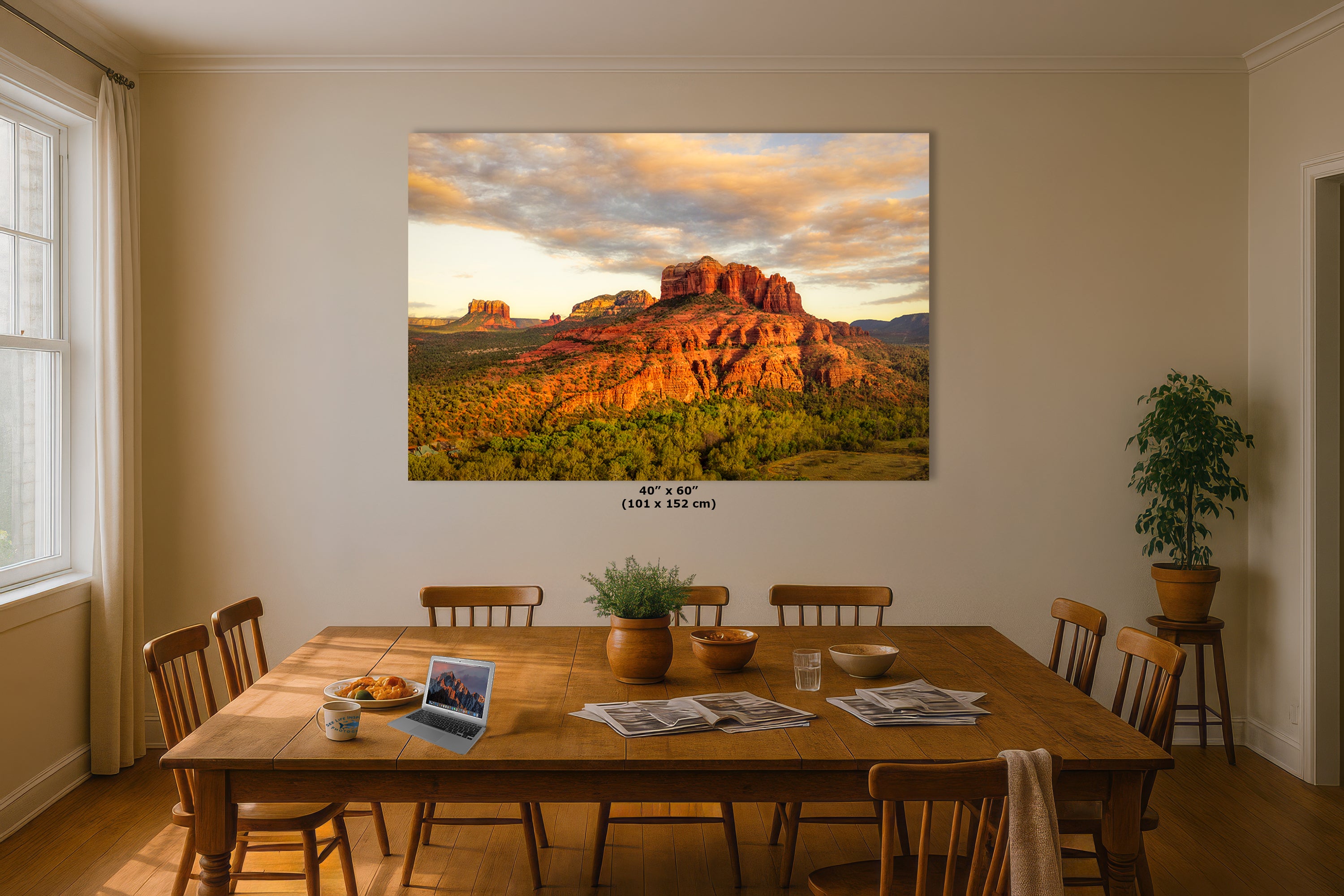 Sedona Arizona Desert Picture Nature Photo of Cathedral Rock, Bohemian Relaxation Artwork for Meditation