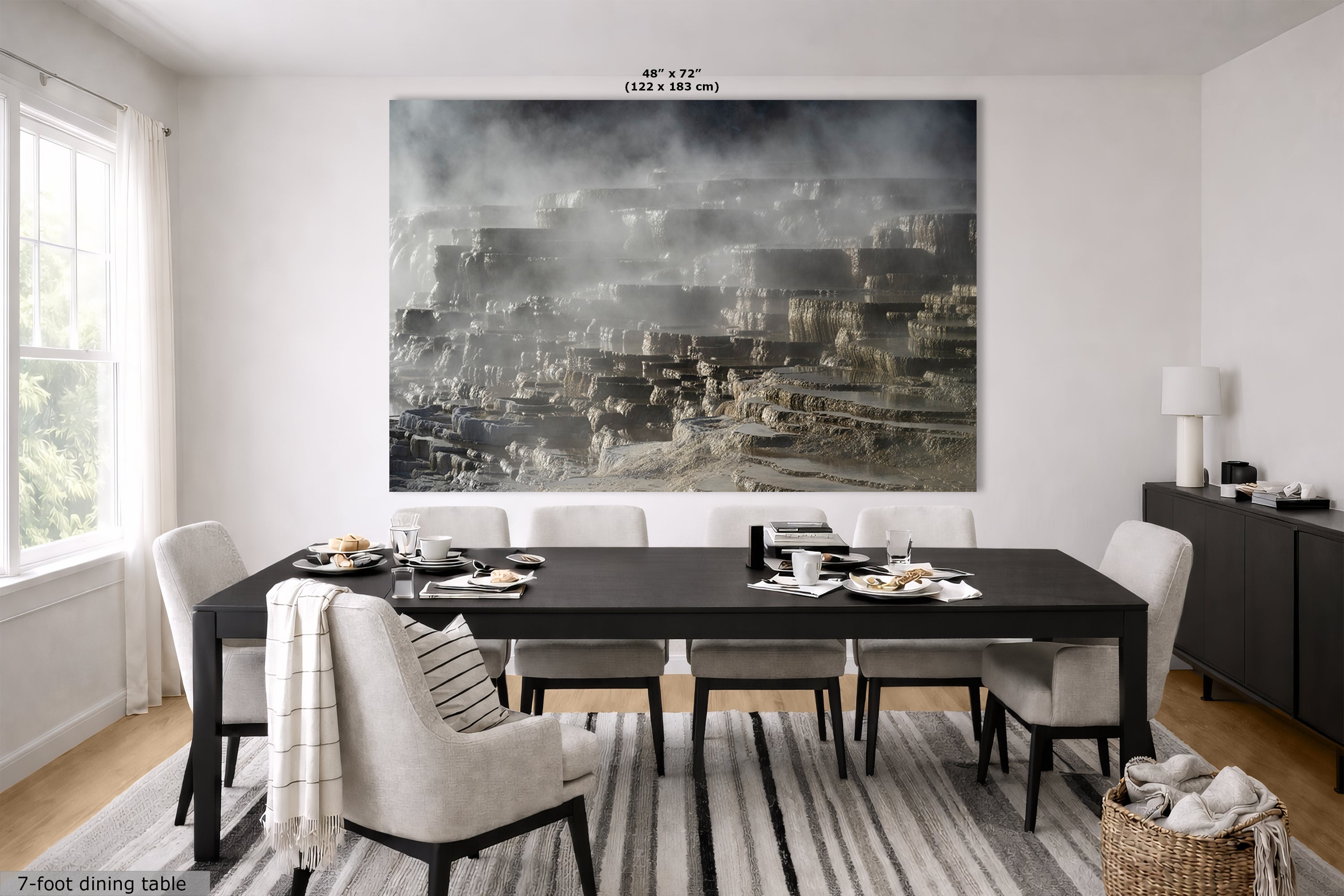 Mammoth Hot Springs Yellowstone National Park Nature Photo | Wyoming Mountain Picture Relaxation Artwork for Meditation or House Decor