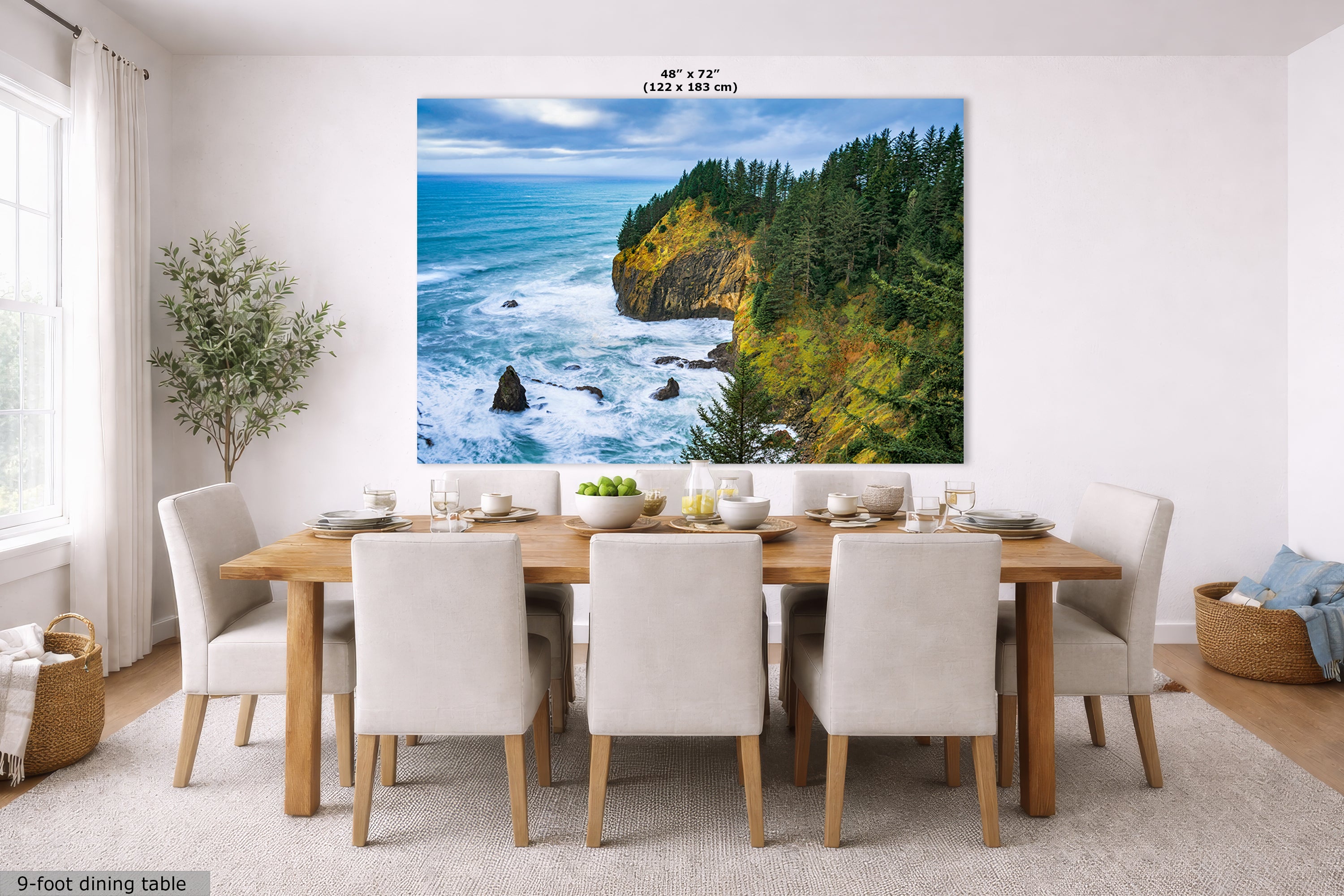 Oregon Coast Ocean Picture, Pacific Northwest Coastline Nature Photo Relaxation Artwork for Meditation, Apartment, Office & House Decor