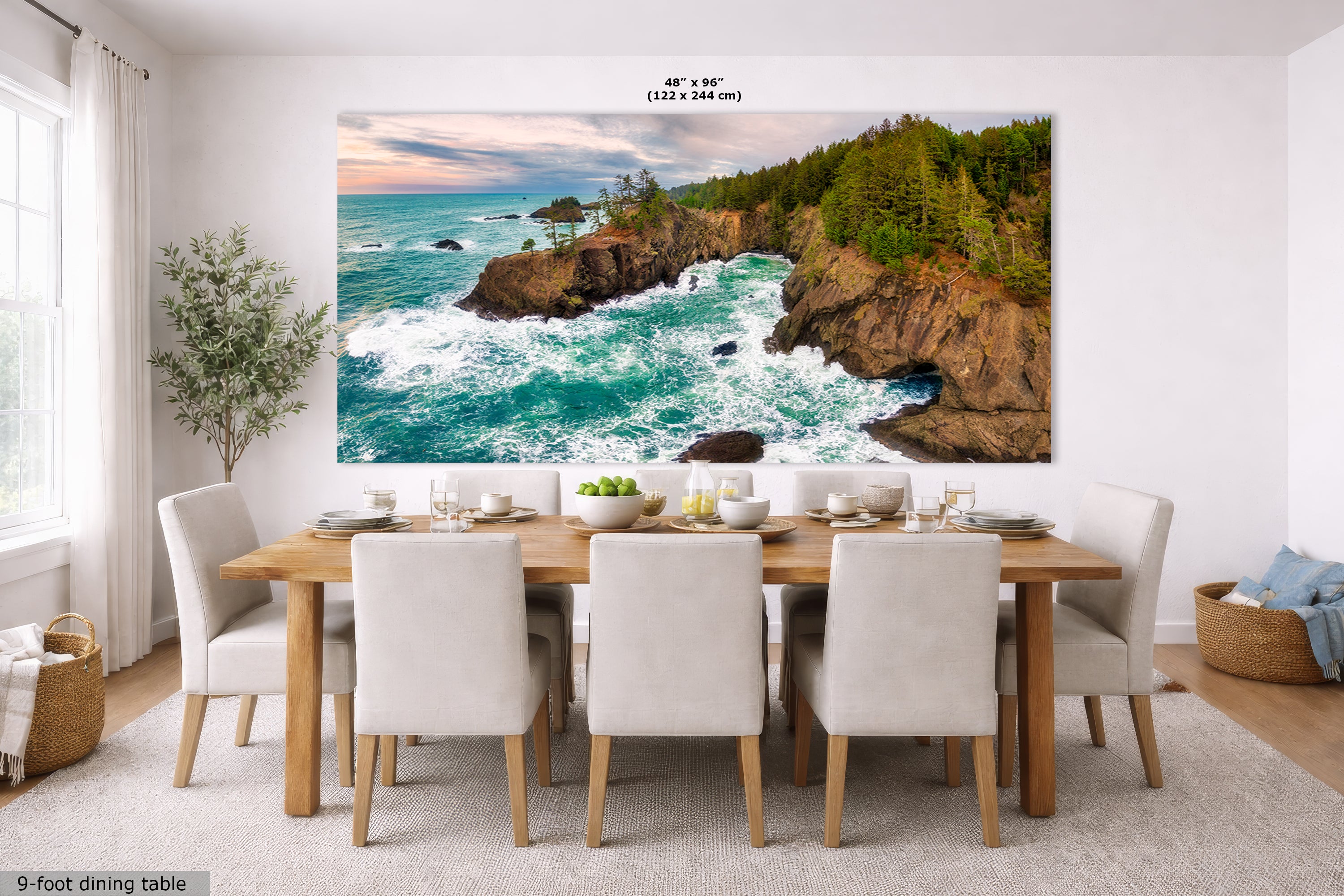 Oregon Coast Ocean Picture, Pacific Northwest Nature Photo Panorama Relaxation Artwork for Meditation, Apartment, Office & House Decor