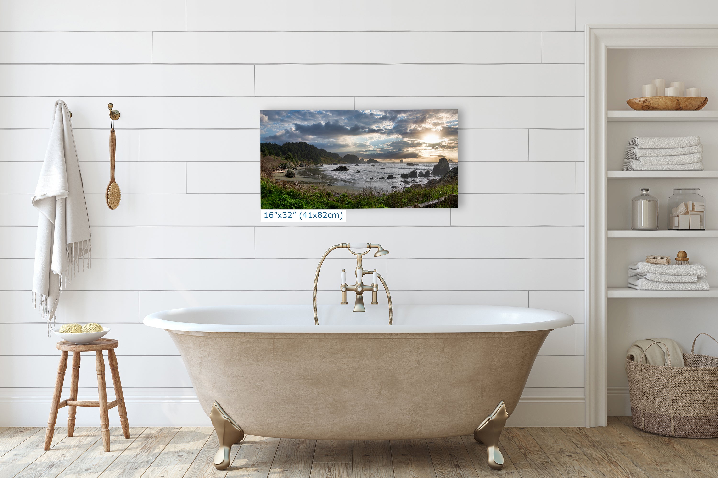 Lone Ranch Beach Oregon Coast Ocean Picture, Panorama Pacific Northwest Nature Photo Relaxation Artwork for Meditation, Apartment, Office & House Decor