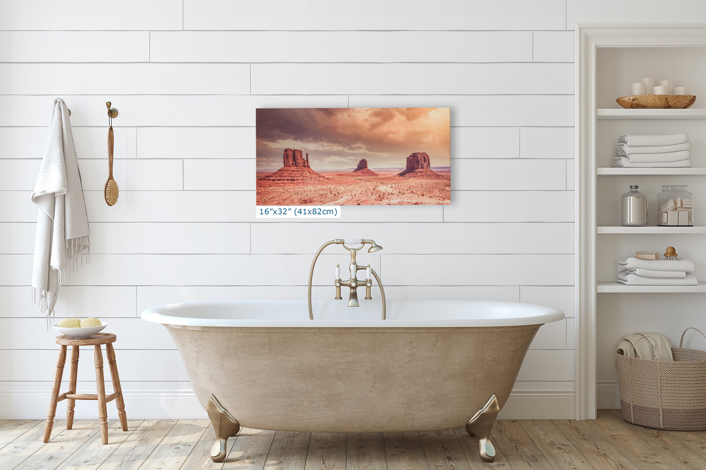 Monument Valley Panorama Arizona Desert Picture Nature Photo, Bohemian Style Relaxation Artwork for Meditation, Apartment, Office & House Decor