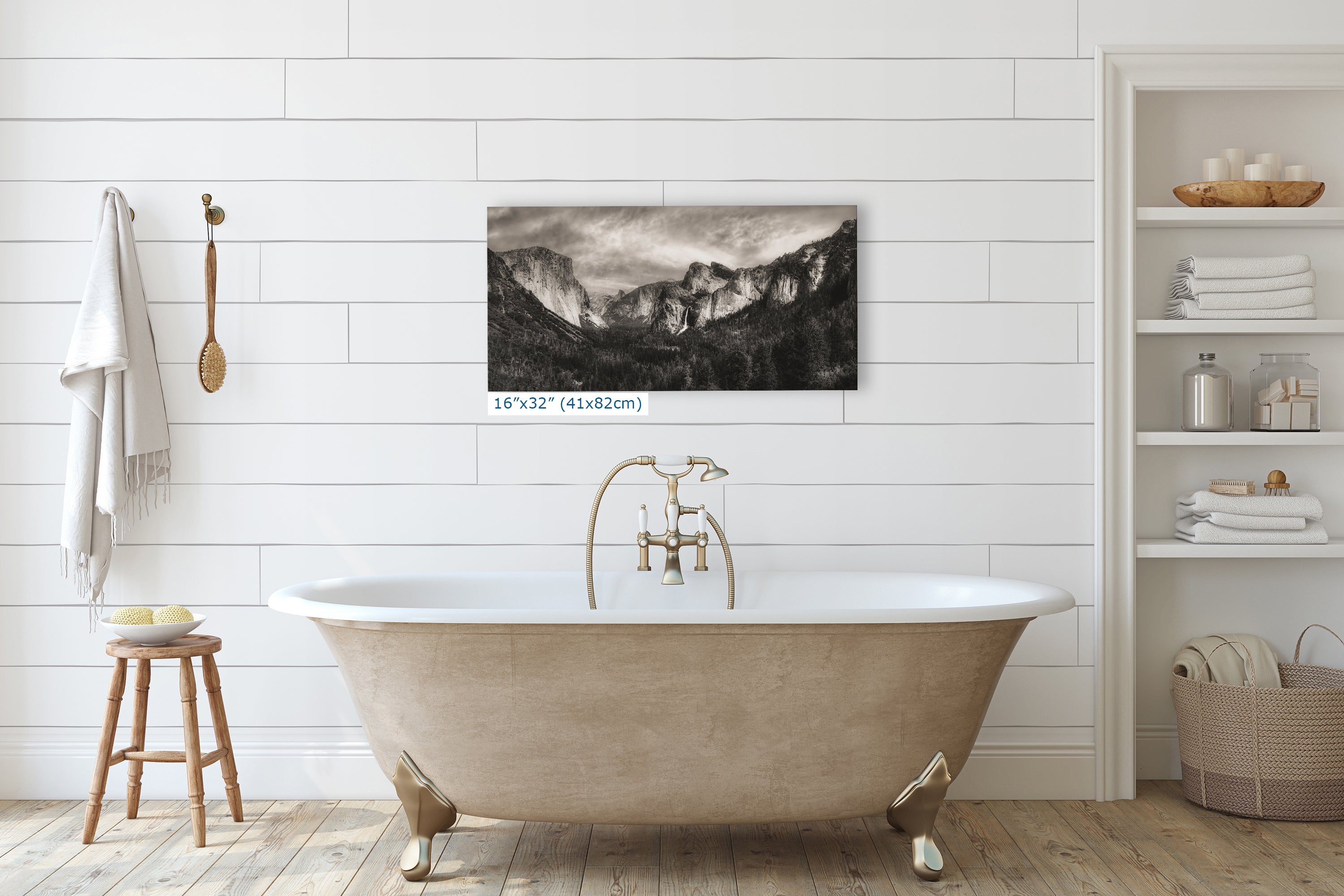 Tunnel View Yosemite National Park Mountain Picture Black and White Nature Photo Relaxation Artwork for Mediation, Office, & House Decor