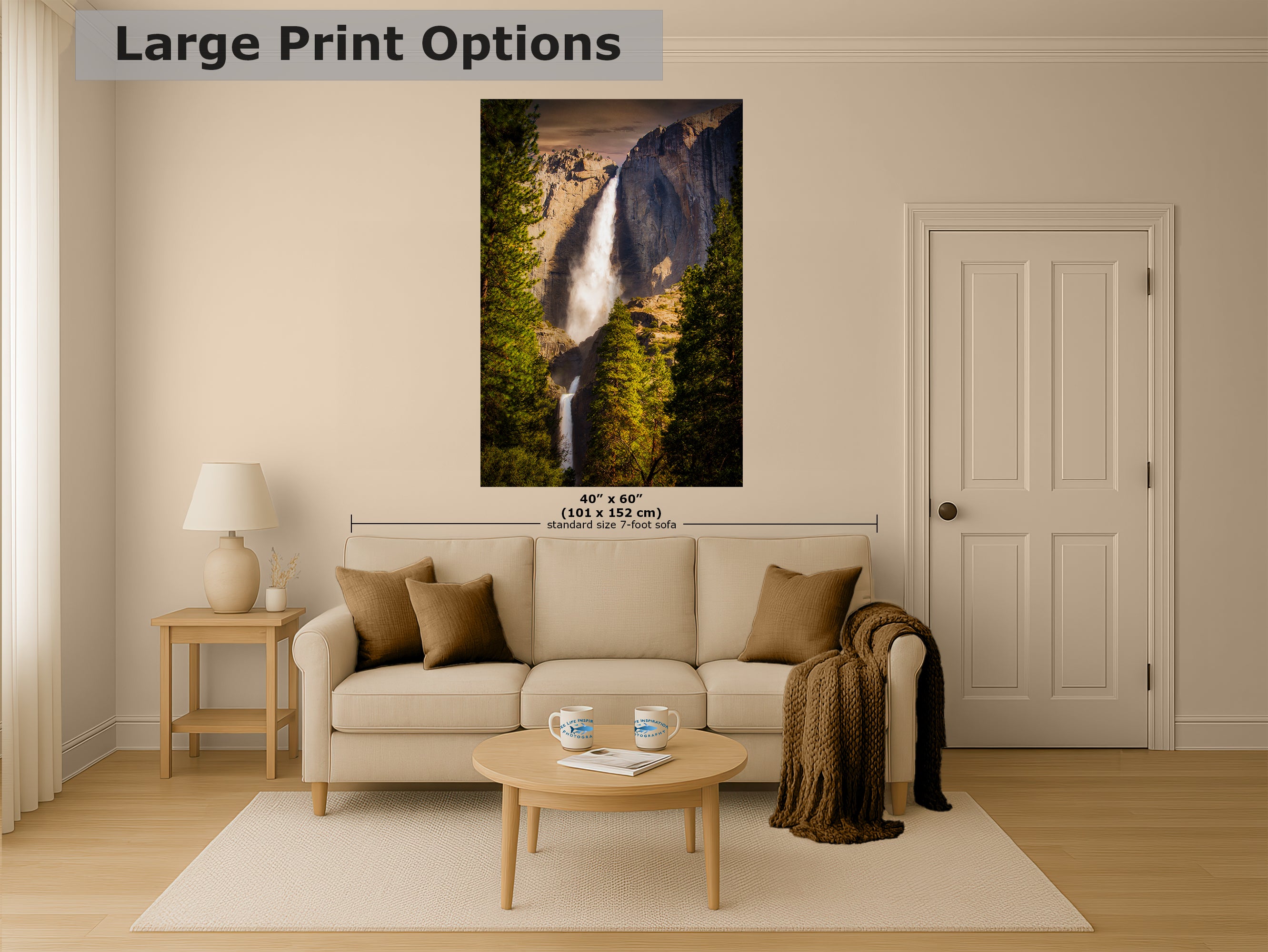 Yosemite National Park Waterfall Picture Nature Photo Bohemian Relaxation Artwork for Meditation