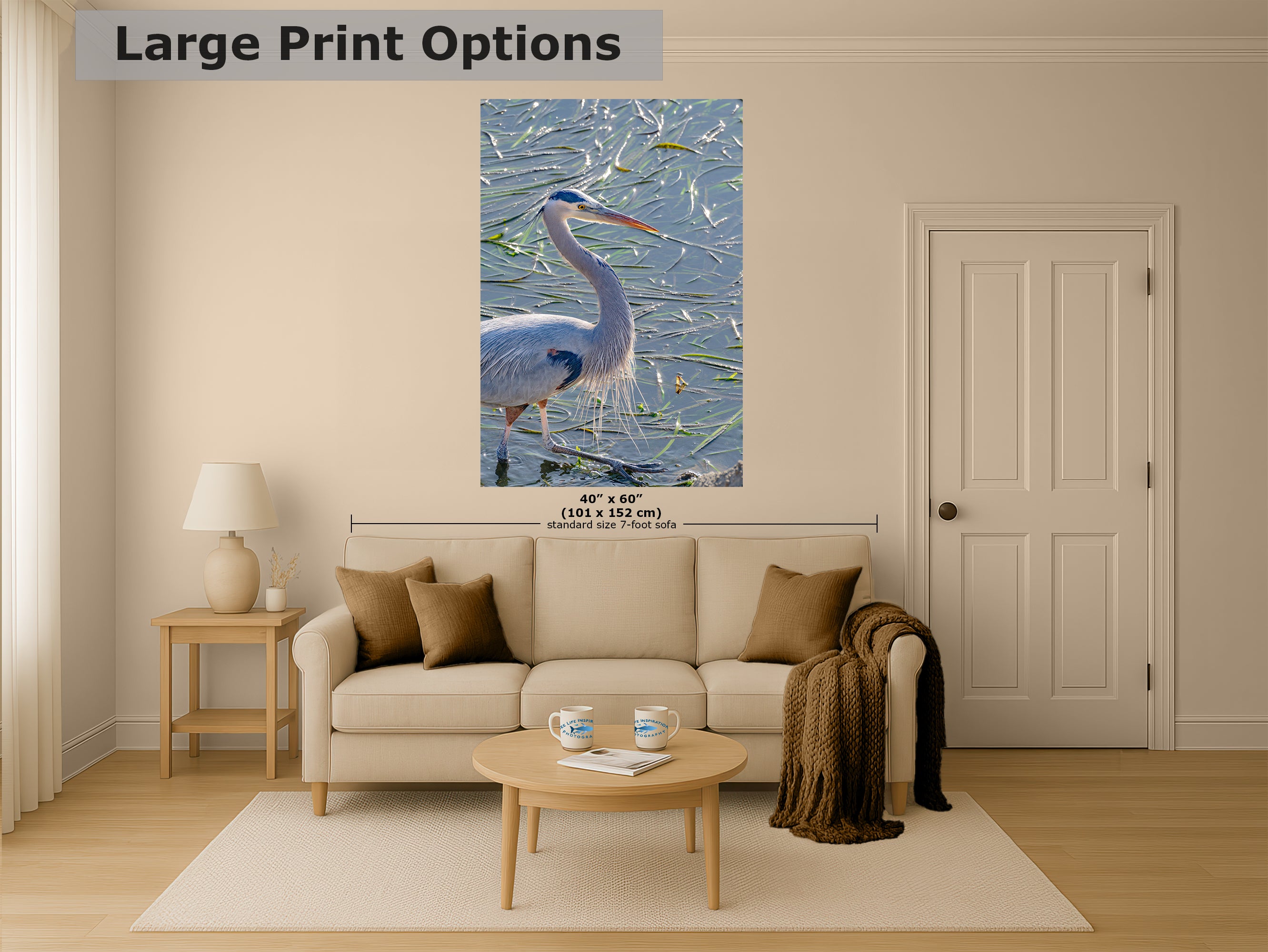 Great Blue Heron Art Wildlife Photography, Nature Wall Decor for Bird Lovers, Ocean Conservation, Relaxing Office or Room Artwork