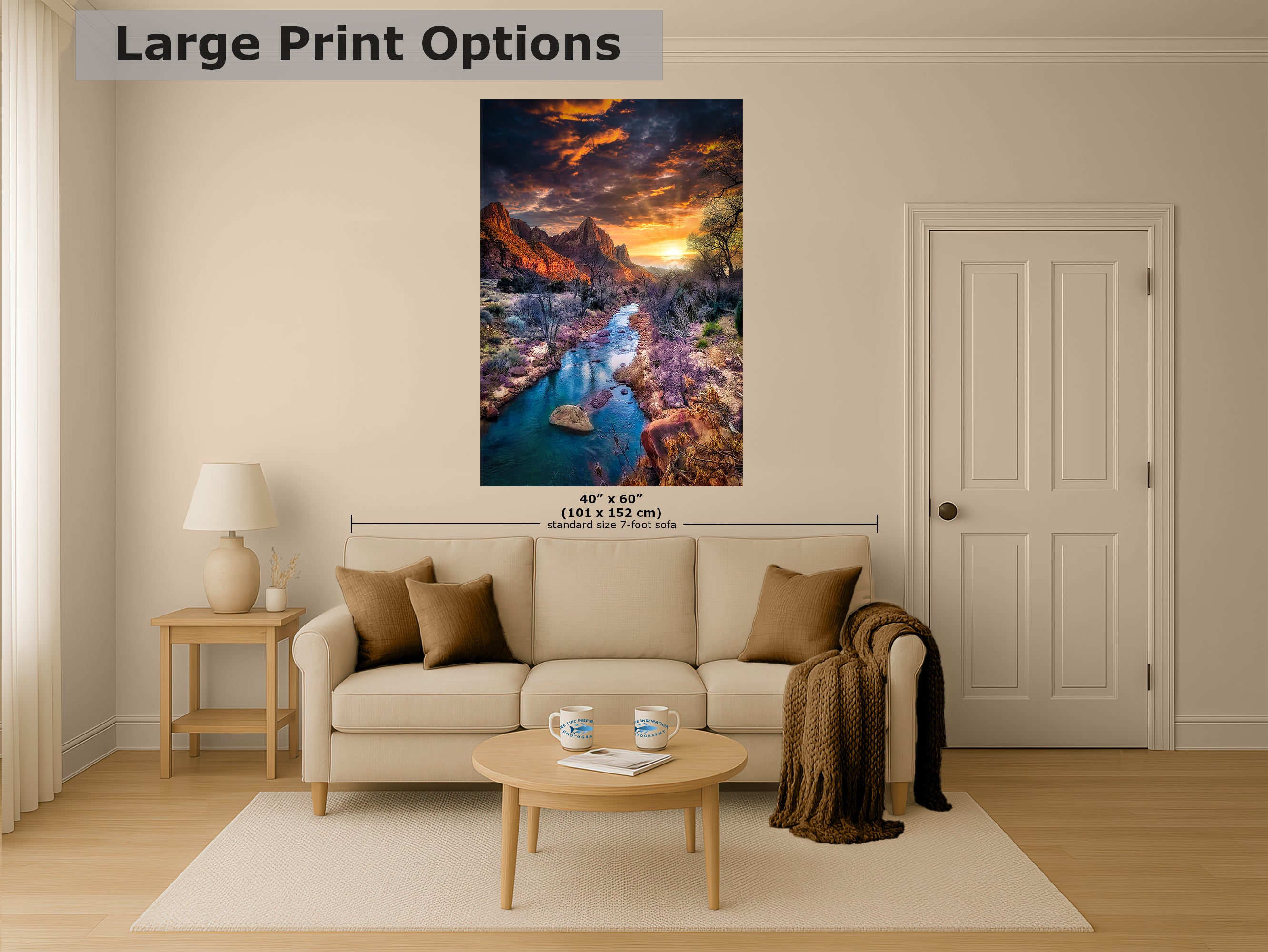 Zion National Park, Watchman, Southern Utah Desert Picture, Southwestern Wall Art, Relaxation Artwork Nature Photo for House Decor