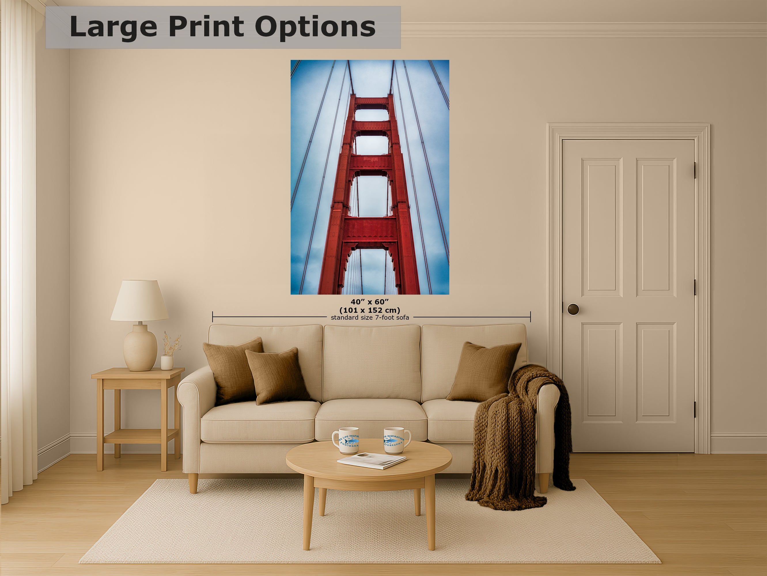 San Francisco Golden Gate Bridge Picture | Towering Canvas Wall Art | California Coastline Photography | Office, Dorm, or Home Decor