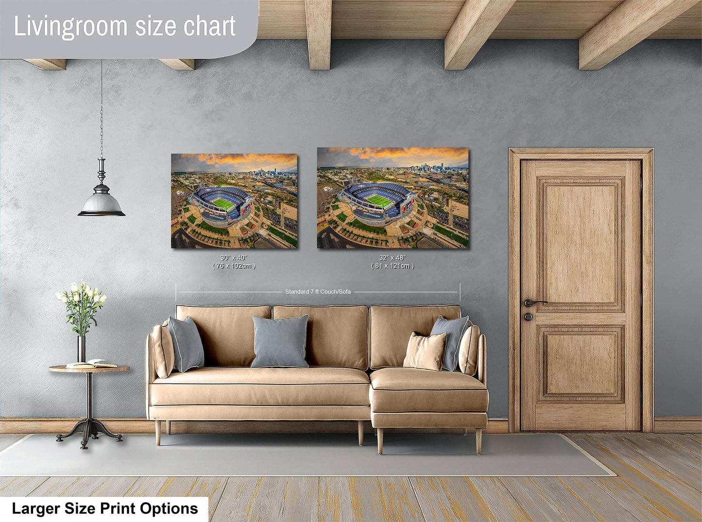 Denver Broncos Football Stadium | Mile High Stadium Denver Colorado Skyline Print | Sports Decor, Man Cave Art