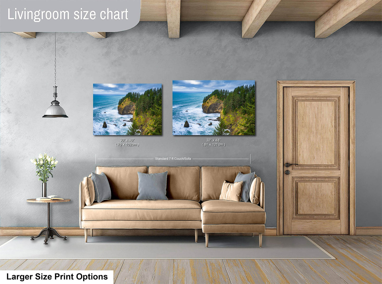 Oregon Coast Ocean Picture, Pacific Northwest Coastline Nature Photo Relaxation Artwork for Meditation, Apartment, Office & House Décor