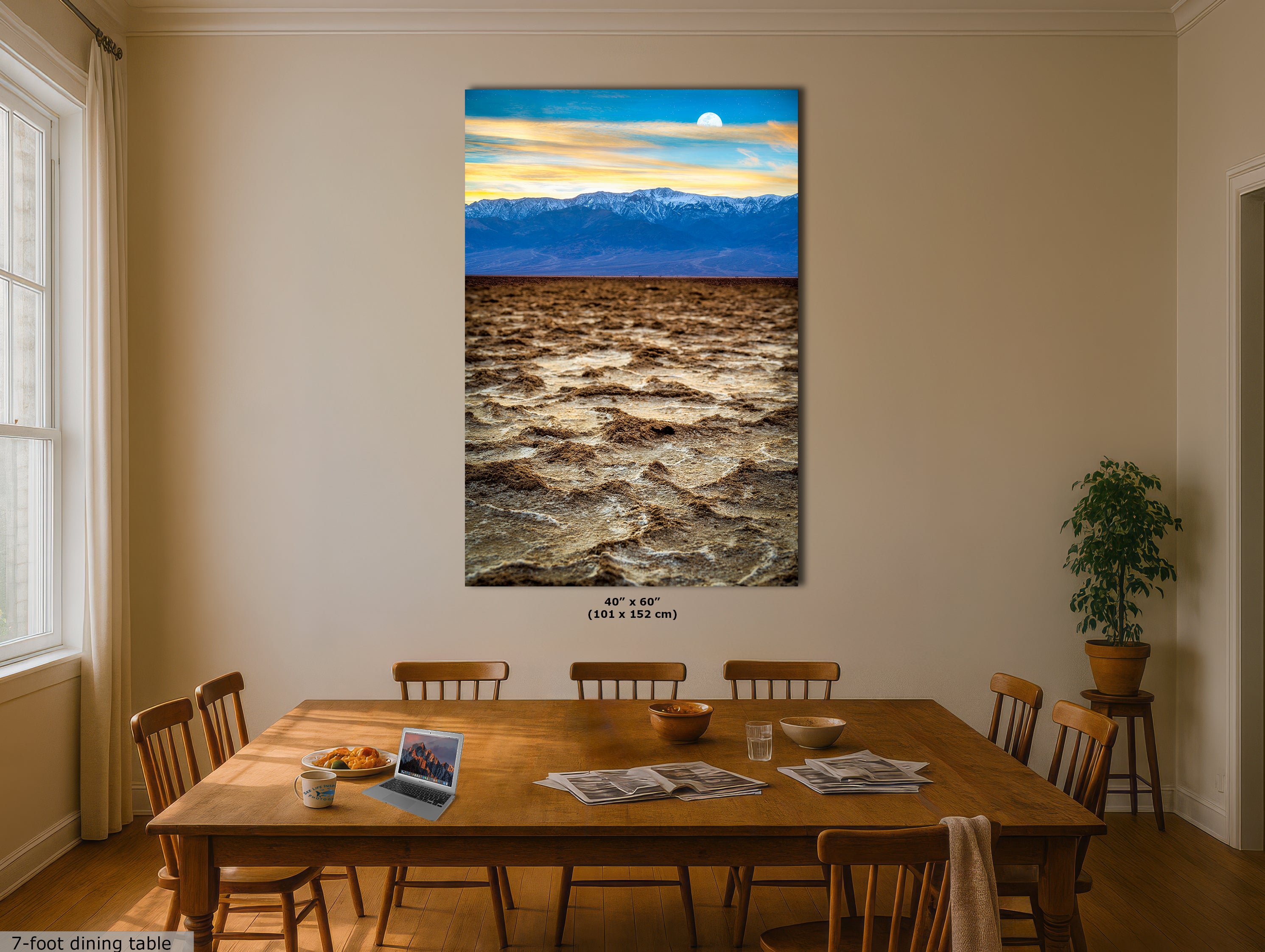 Death Valley National Park California Desert Picture Nature Photo, Badwater Basin Salt Flats and Telescope Peak Sunset Photo for House Decor