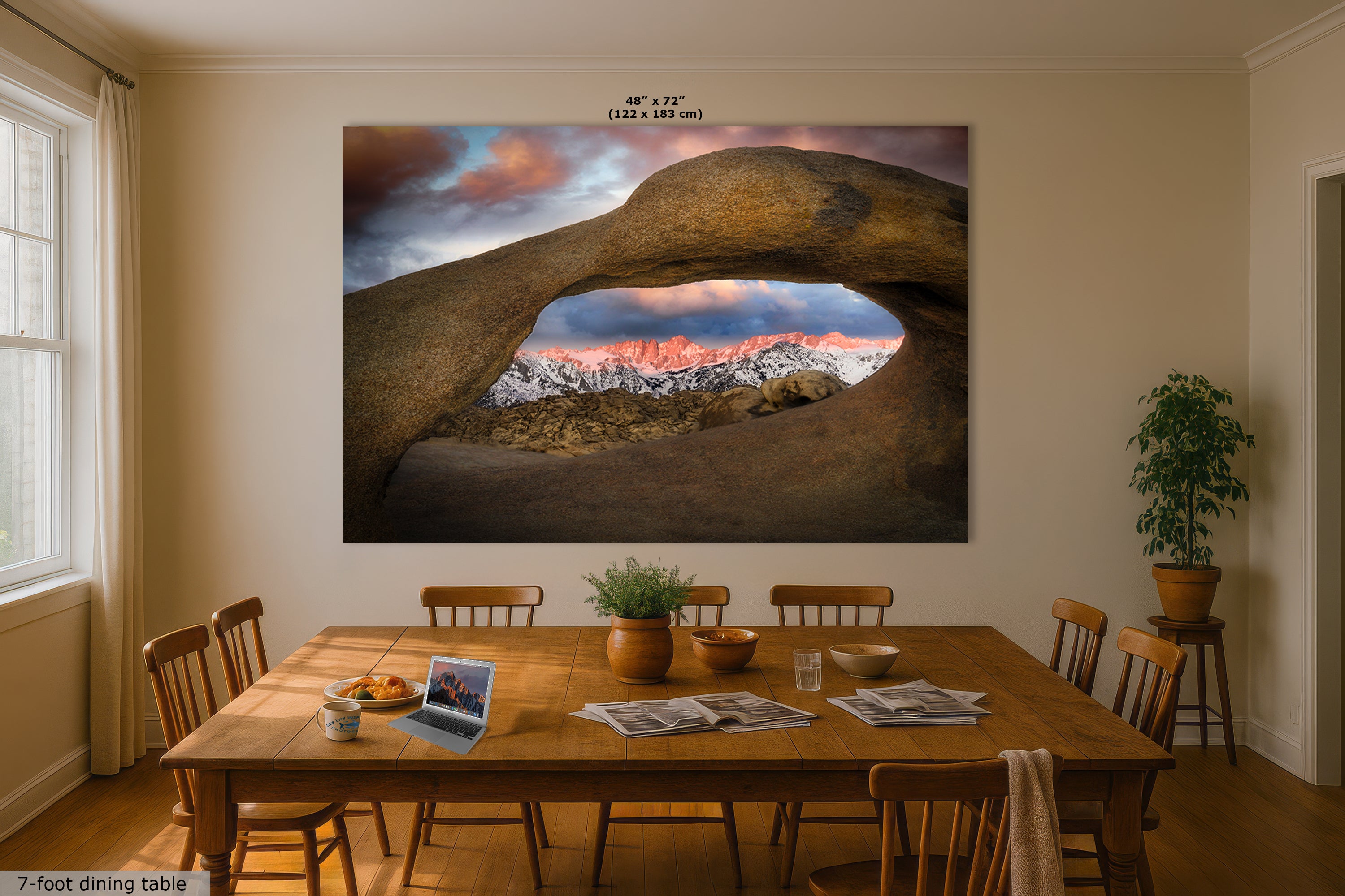 Mount Whitey & Mobius Arch Mountain Picture, Nature Photo from Alabama Hills for Relaxation Art for Meditation, Office, and House Decor
