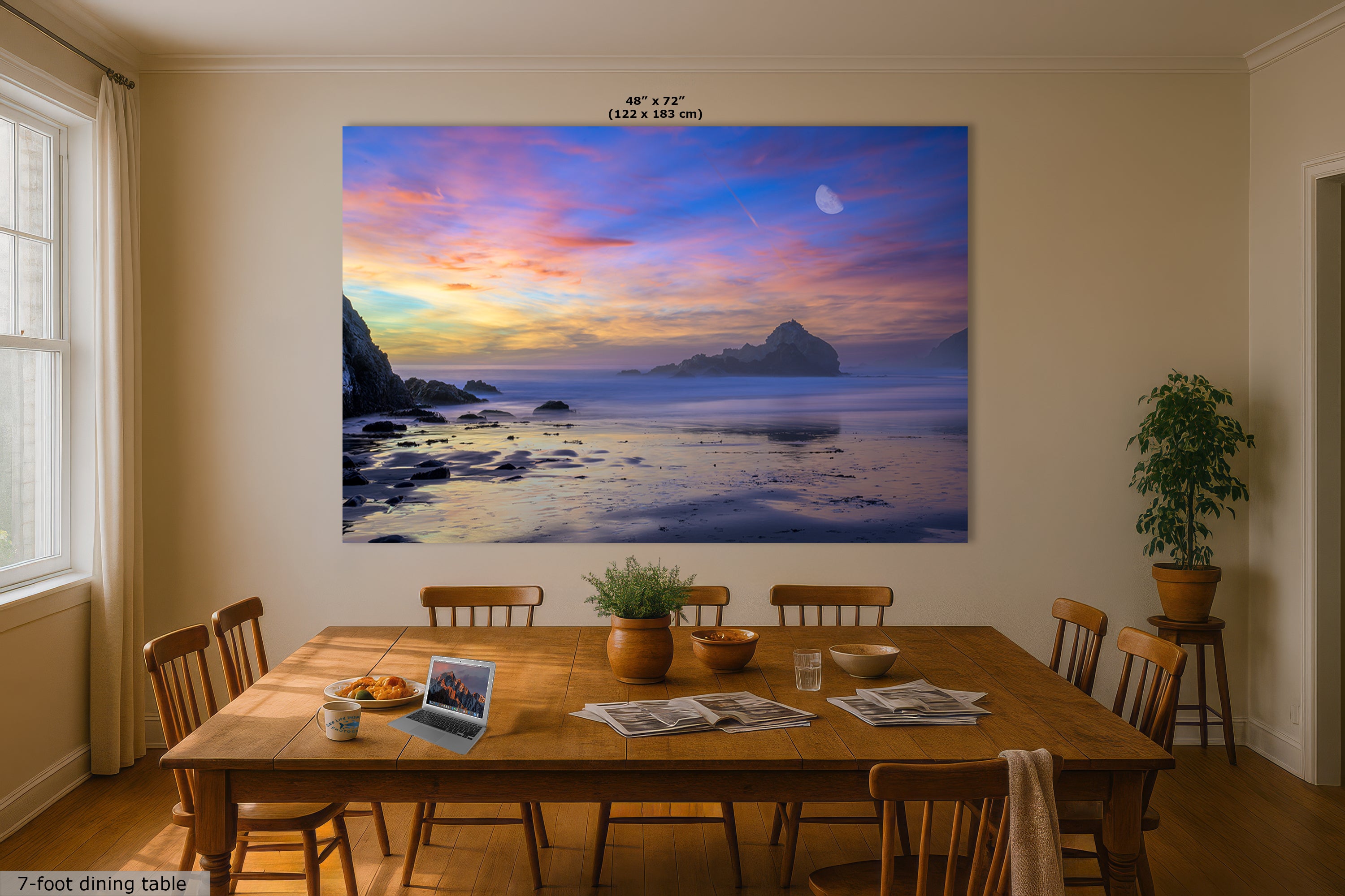 Limited Edition Fine Art Photography California Coastline Ocean Picture, Pfeiffer Beach Purple Sunset