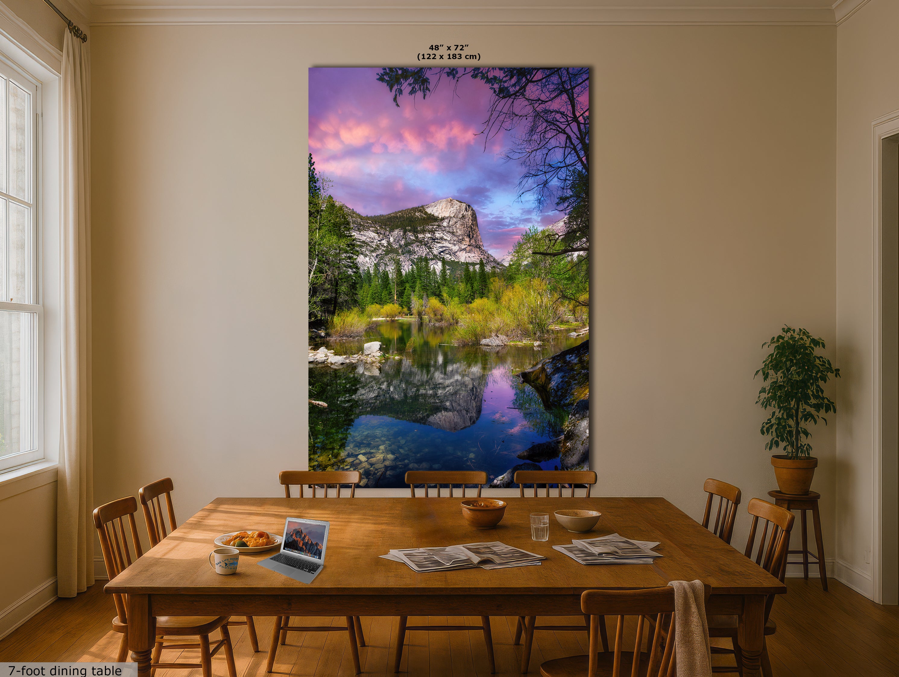 Mirror Lake Yosemite National Park Mountain Picture Nature Photo Relaxation Artwork of Mt. Watkins for Meditation, Office, and House Decor