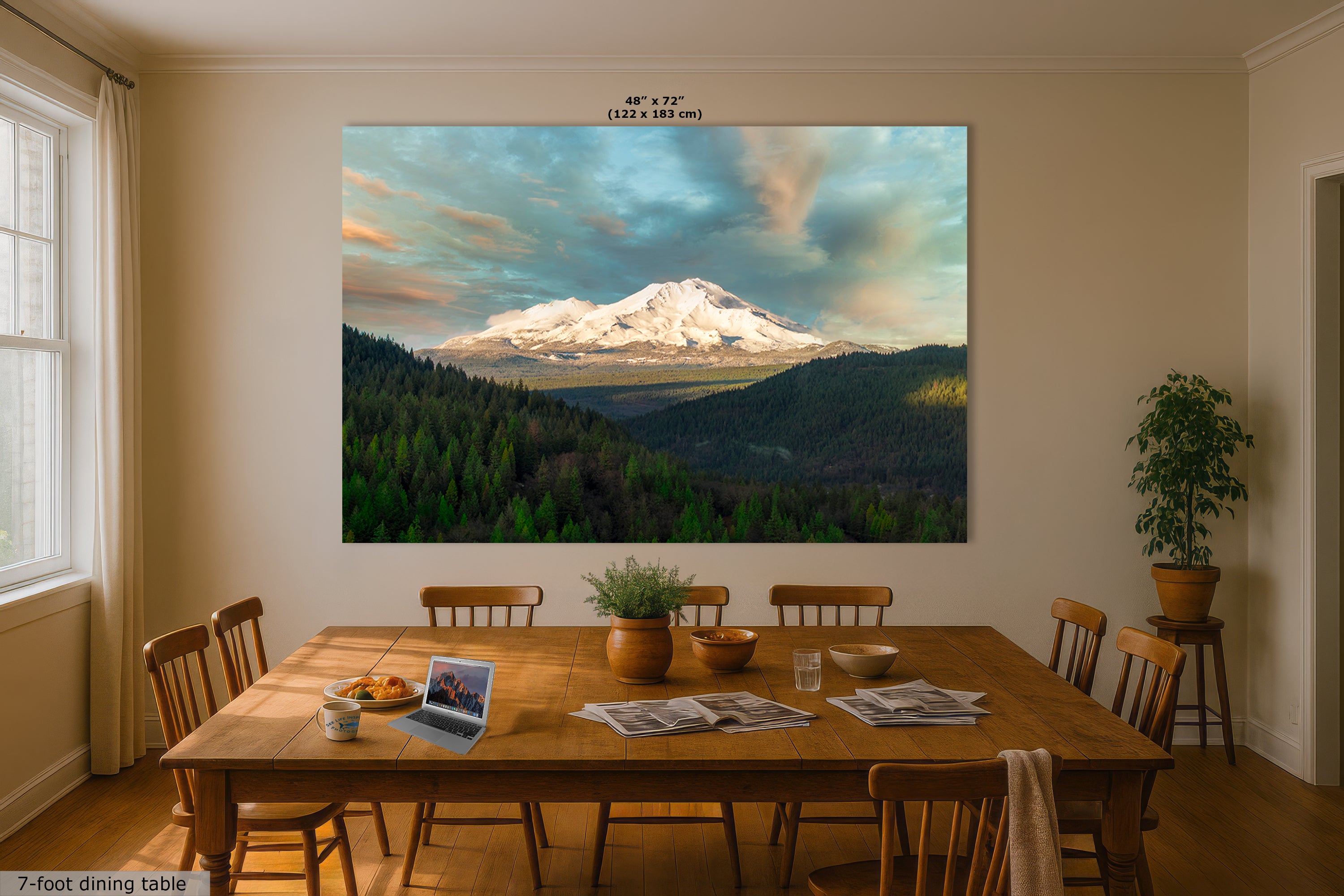 Mount Shasta Mountain Picture Nature Photo, California Mountain Relaxation Artwork for Meditation, Office, Apartment and House Decor