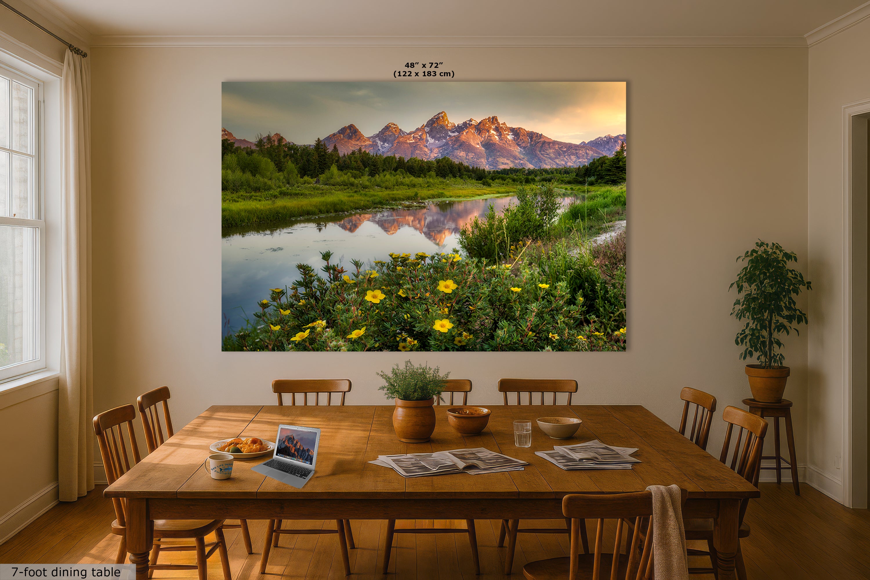 Grand Teton National Park Mountain Picture, Schwabacher Landing Nature Photo for Bohemian Decor and Meditation Artwork
