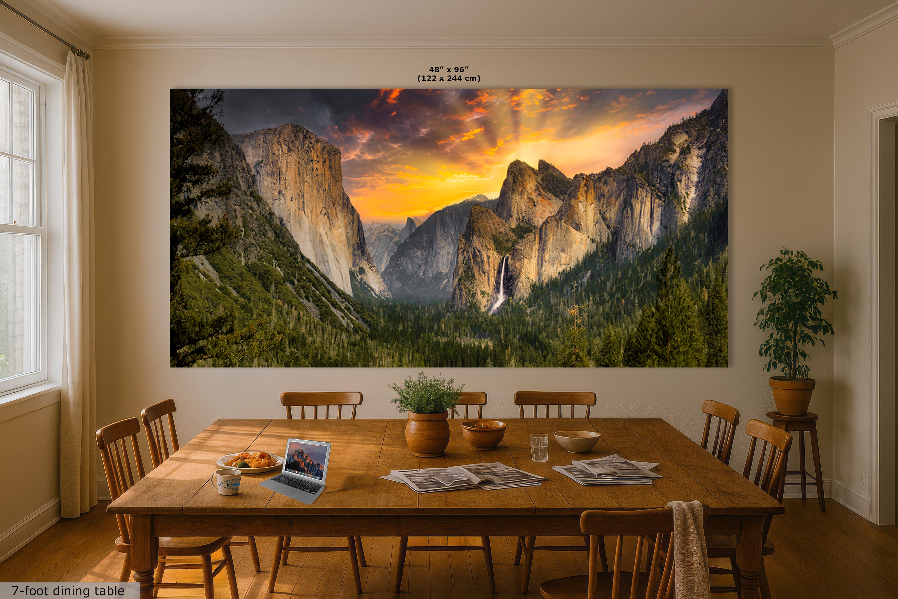 Tunnel View Yosemite National Park Mountain Picture Nature Photo Relaxation Artwork for Mediation, Office, & House Decor