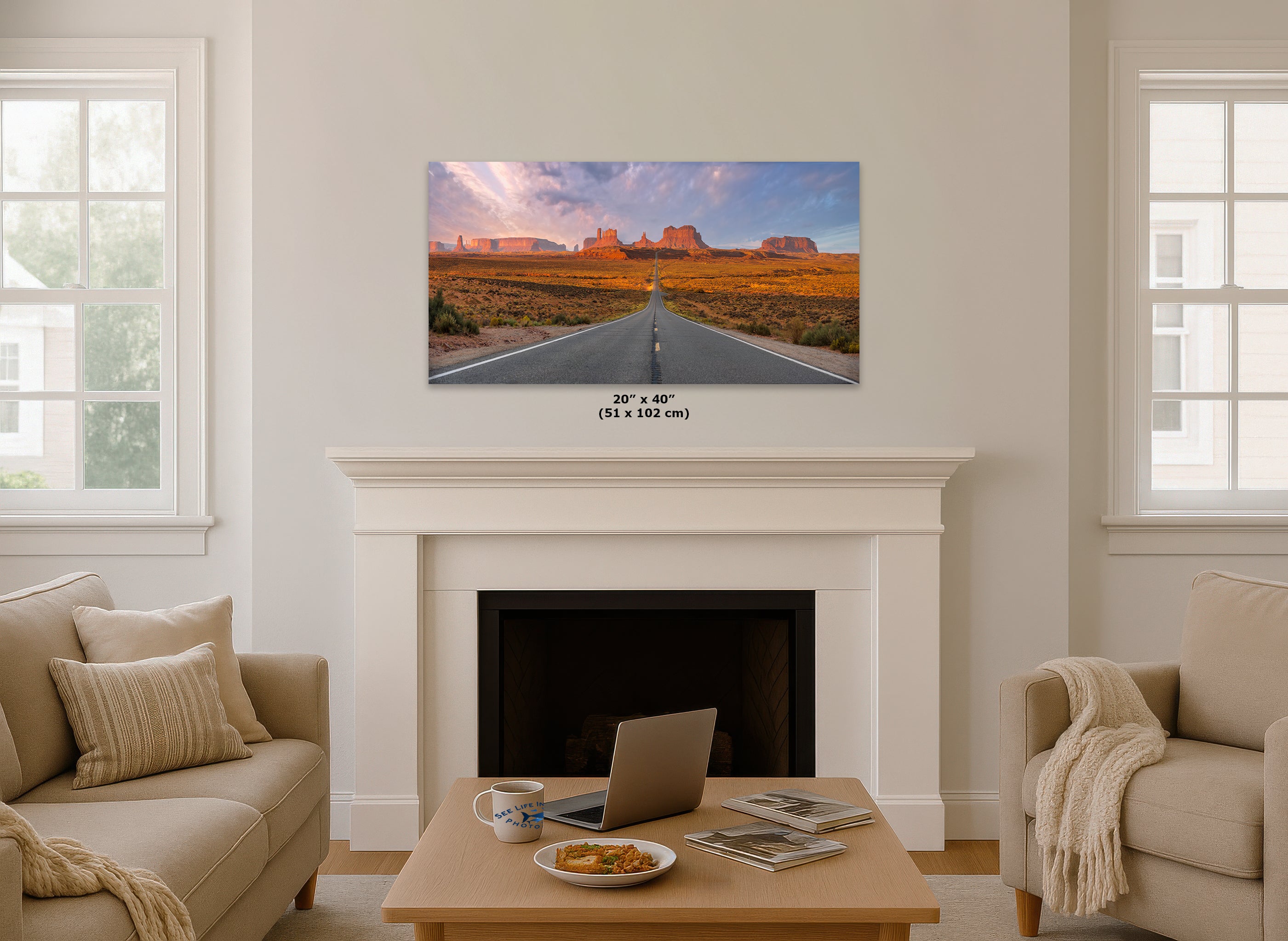 Monument Valley Arizona Desert Picture Nature Photo, Forrest Gump View Bohemian Style Relaxation Artwork for Meditation, Apartment, Office & House Decor