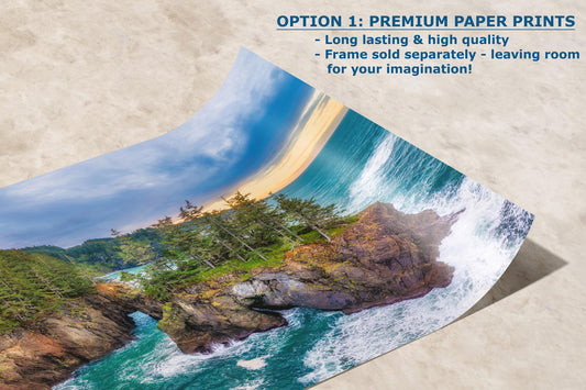 Oregon Coast Ocean Picture, Pacific Northwest Sea ARch Nature Photo Relaxation Artwork for Meditation, Apartment, Office & House Décor