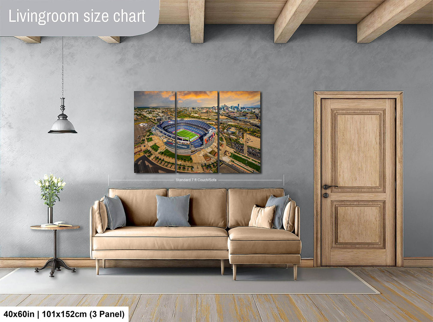 Denver Broncos Football Stadium | Mile High Stadium Denver Colorado Skyline Print | Sports Decor, Man Cave Art