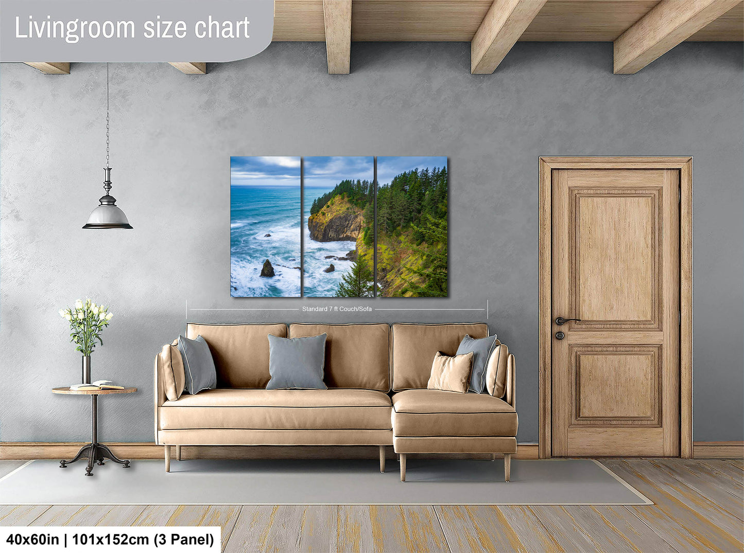 Oregon Coast Ocean Picture, Pacific Northwest Coastline Nature Photo Relaxation Artwork for Meditation, Apartment, Office & House Décor