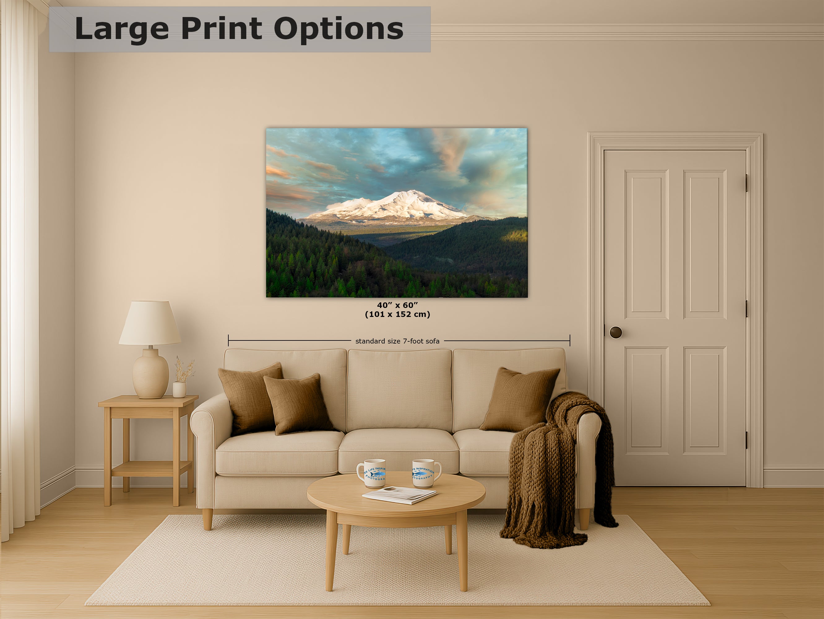 Mount Shasta Mountain Picture Nature Photo, California Mountain Relaxation Artwork for Meditation, Office, Apartment and House Decor