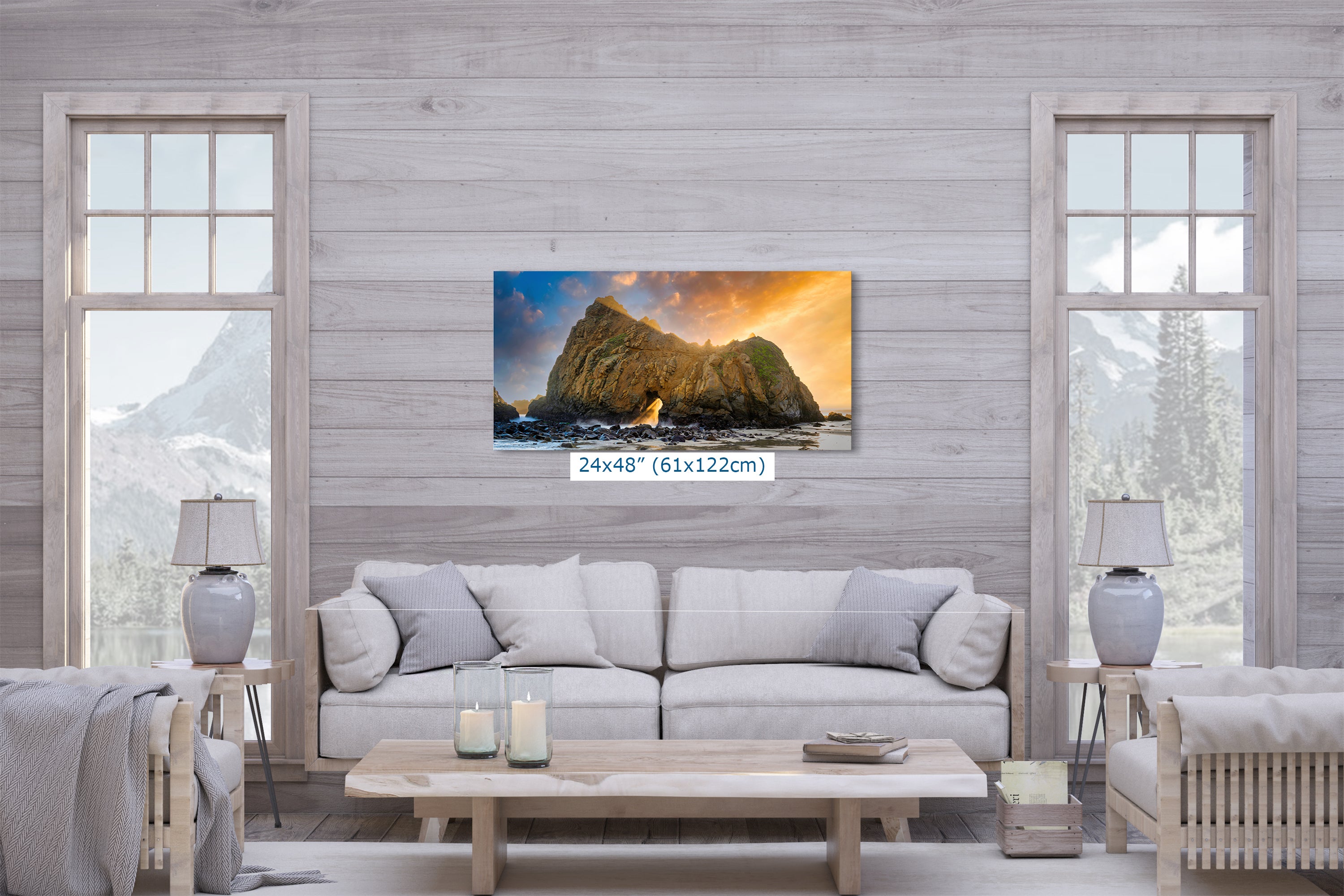 Pfeiffer Beach Big Sur California Coastline Ocean Picture Nature Photo of Keyhole Arch, Relaxation Artwork, Meditation, Office House Decor