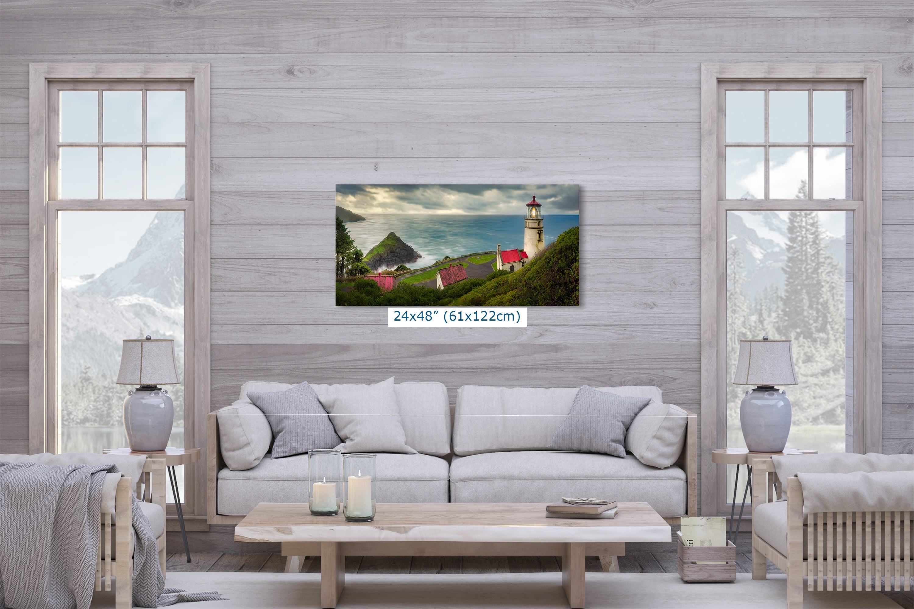 Haceta Head Lighthouse Picture, Oregon Coast Ocean Picture, Pacific Northwest Beach Photo Framed Coastal Decor for Ocean Lovers