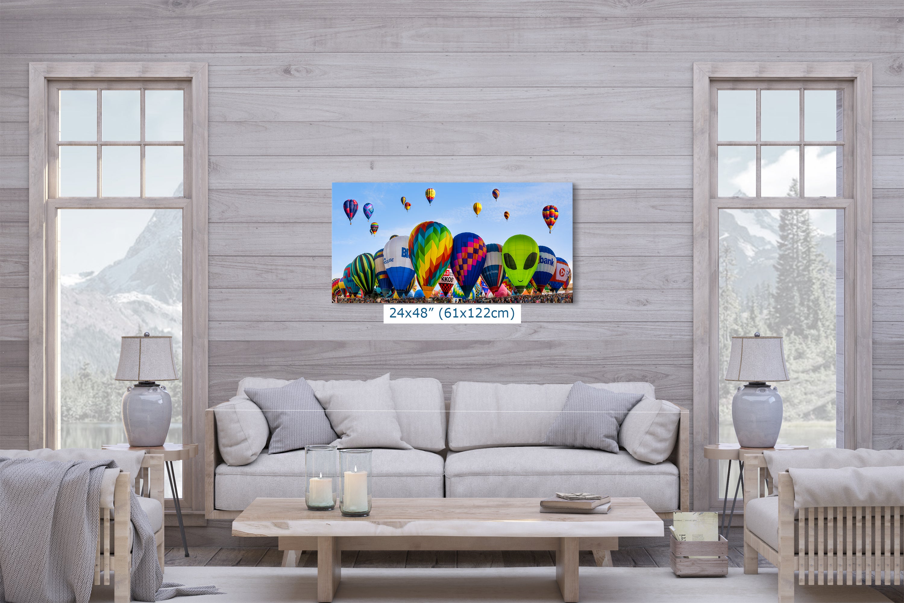 Hot Air Balloon Festival Mass Ascension Panorama Photo Lift Off | Albuquerque New Mexico Balloon Fiesta Wall Art | Office, Cubicle & House Decor