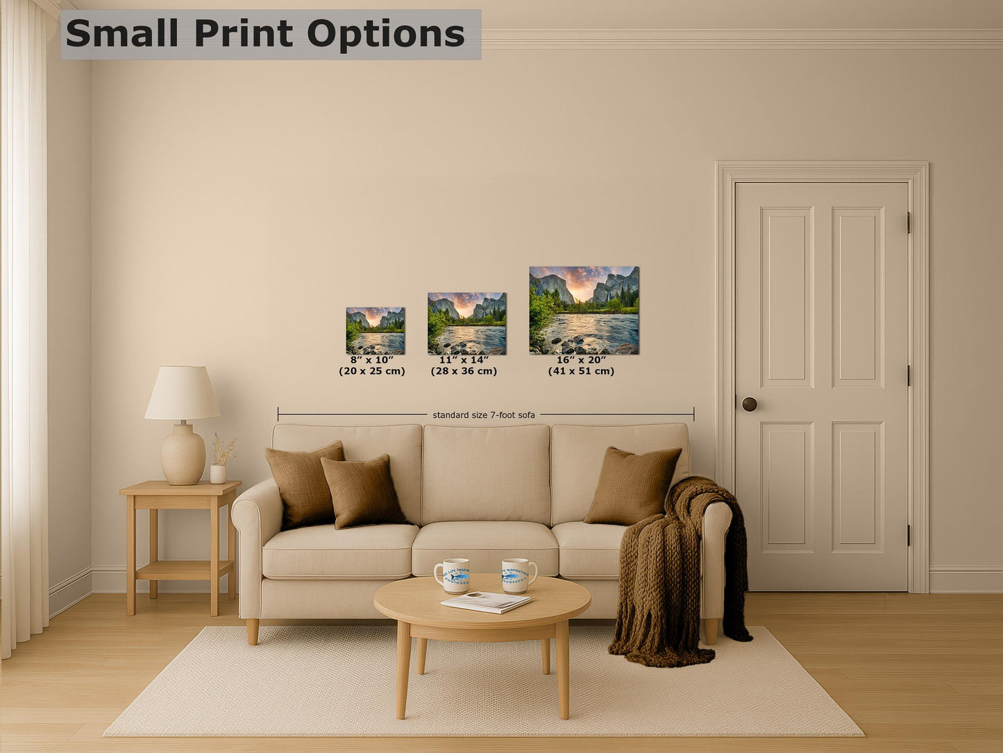 Yosemite National Park Mountain Picture Nature Photo Relaxation Artwork with El Capitan, Bridalveil Falls for Mediation & House Decor
