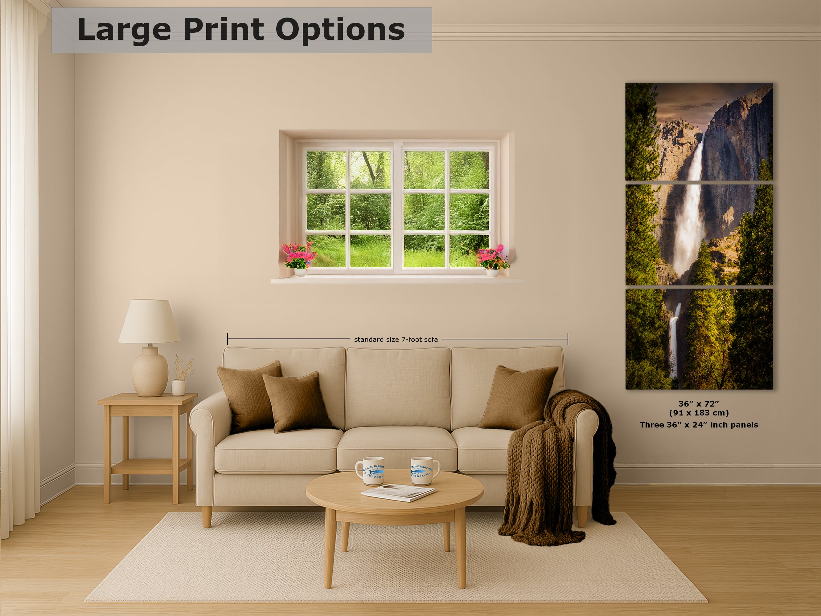 Yosemite National Park Waterfall Picture Nature Photo Bohemian Relaxation Artwork for Meditation