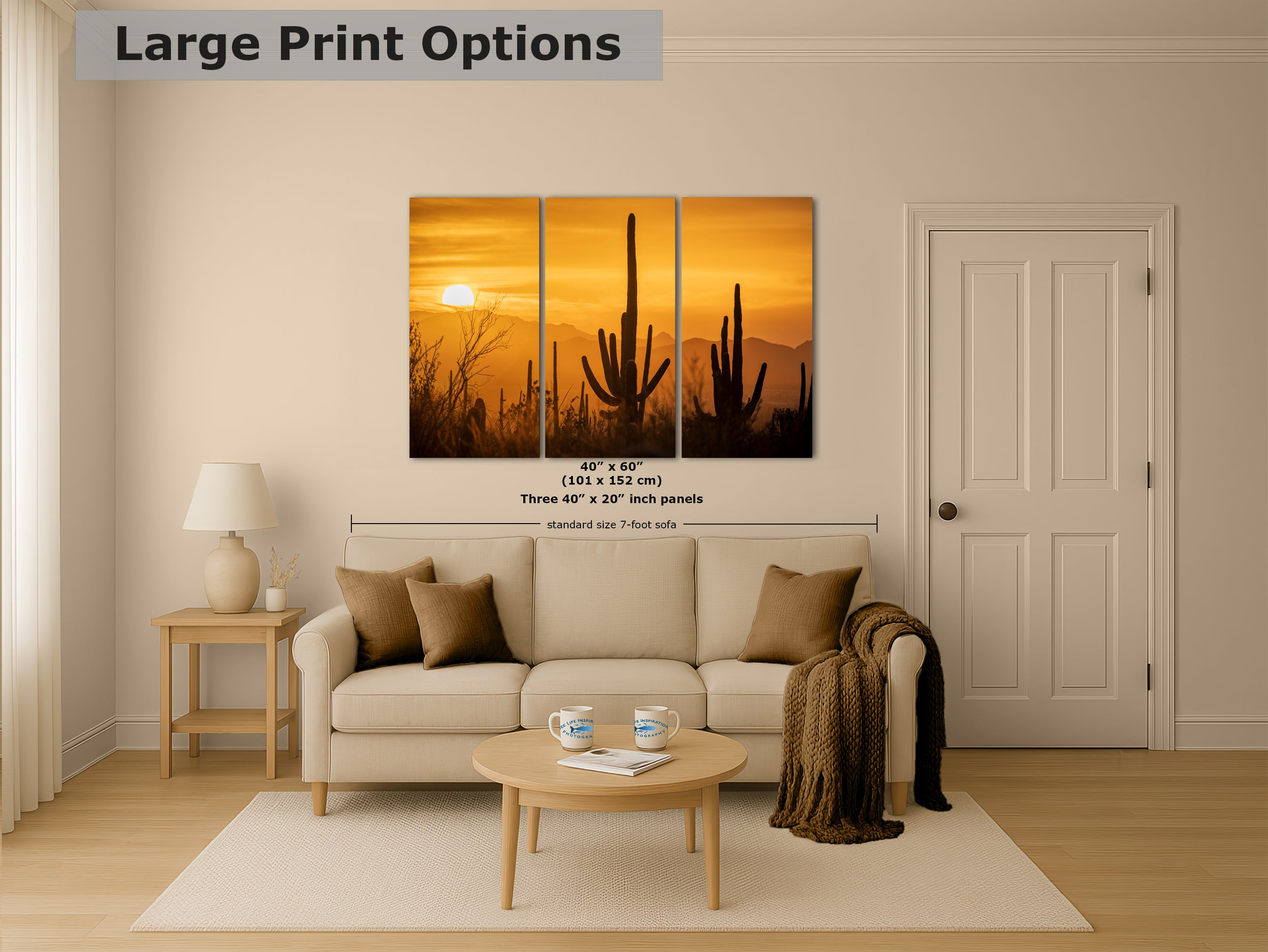 Saguaro National Park Arizona Desert Picture Nature Photo Silhouette, Bohemian Style Relaxation Artwork, Southwestern Sonoran Desert House Decor