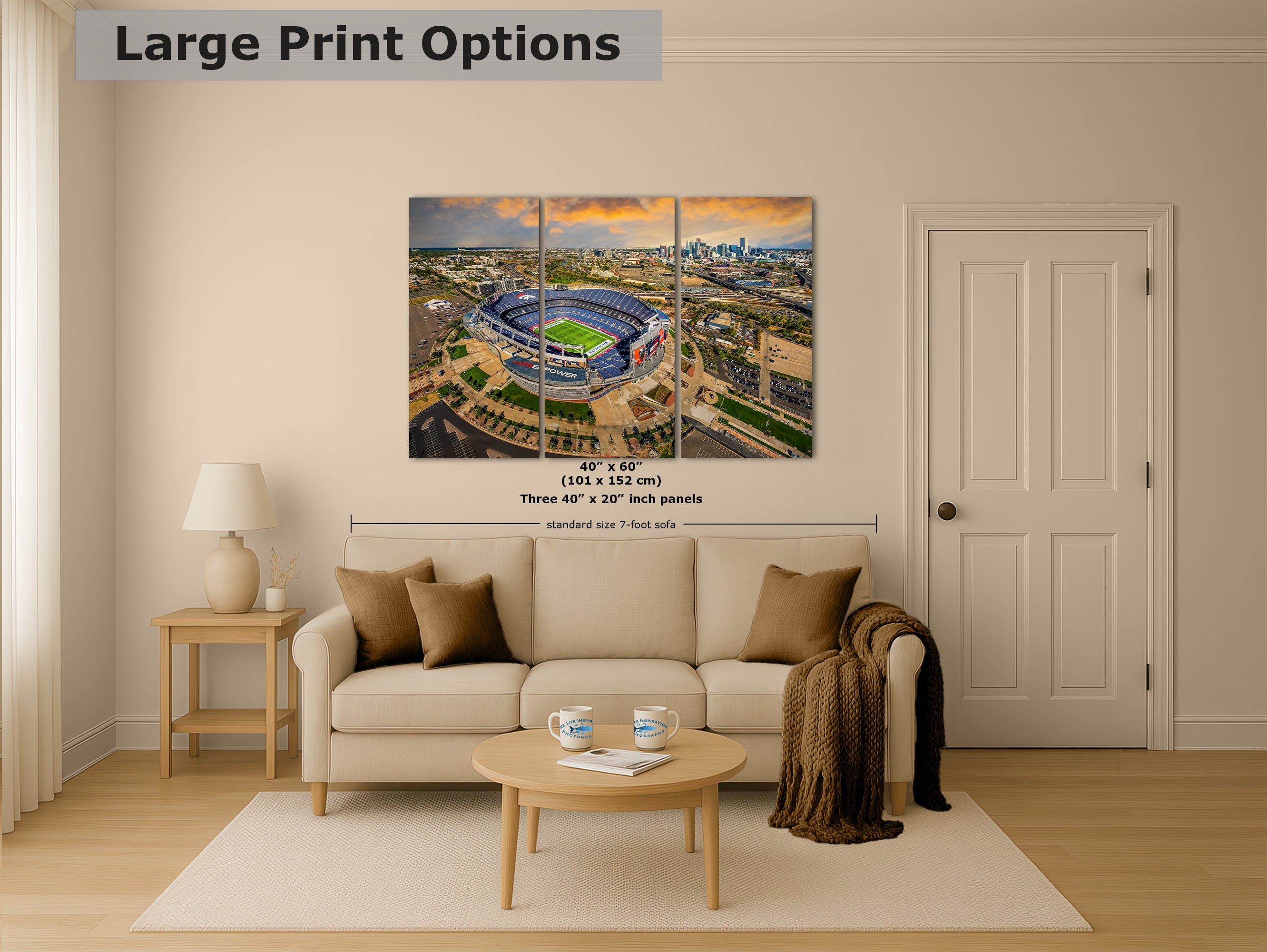 Denver Broncos Football Stadium | Mile High Stadium Denver Colorado Skyline Print | Sports Decor, Man Cave Art