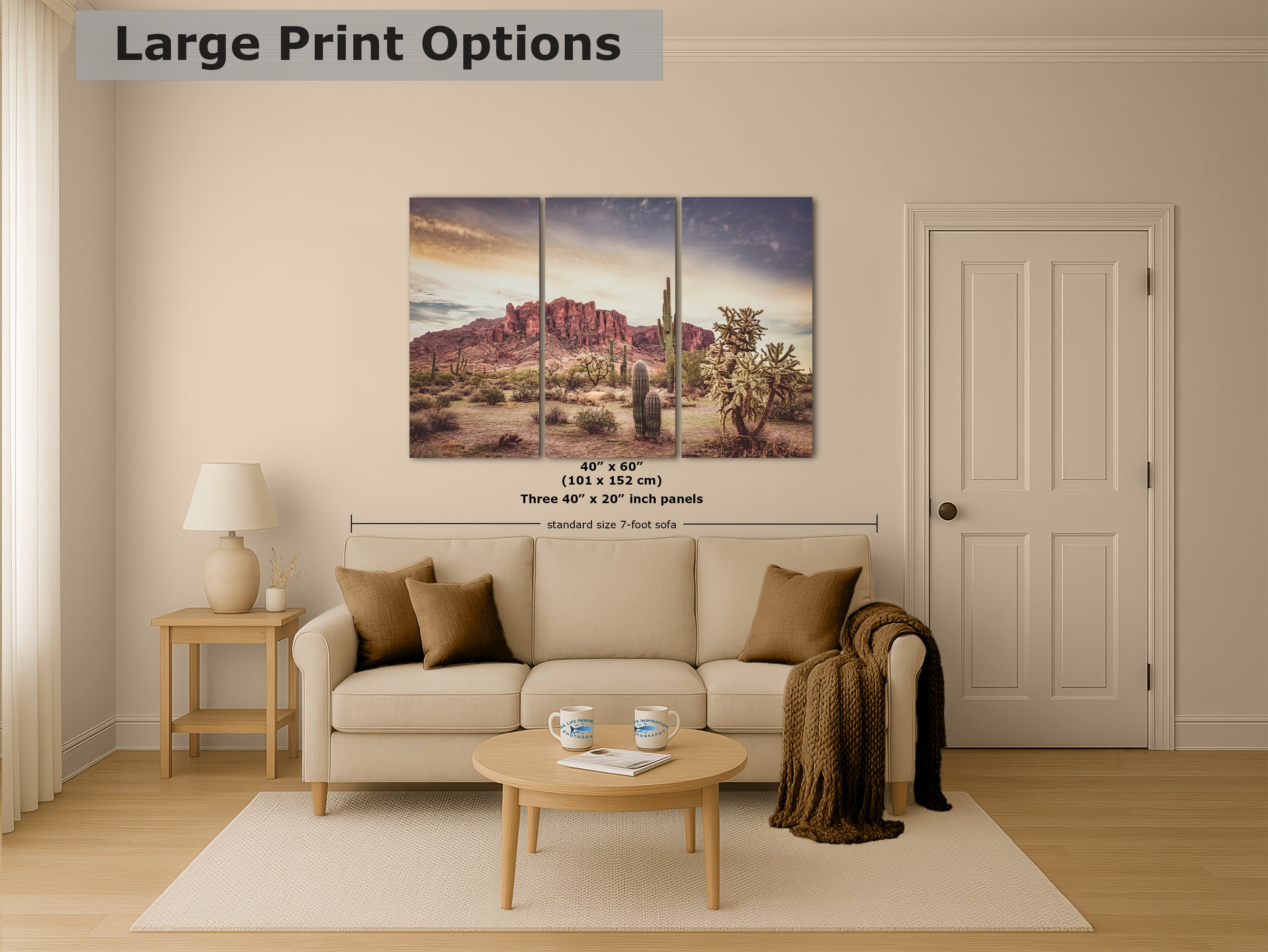 Arizona Desert Picture, Vintage Saguaro Cactus Artwork Nature Photo, Southwestern Wall Art of Superstition Mountains at Lost Dutchman State Park