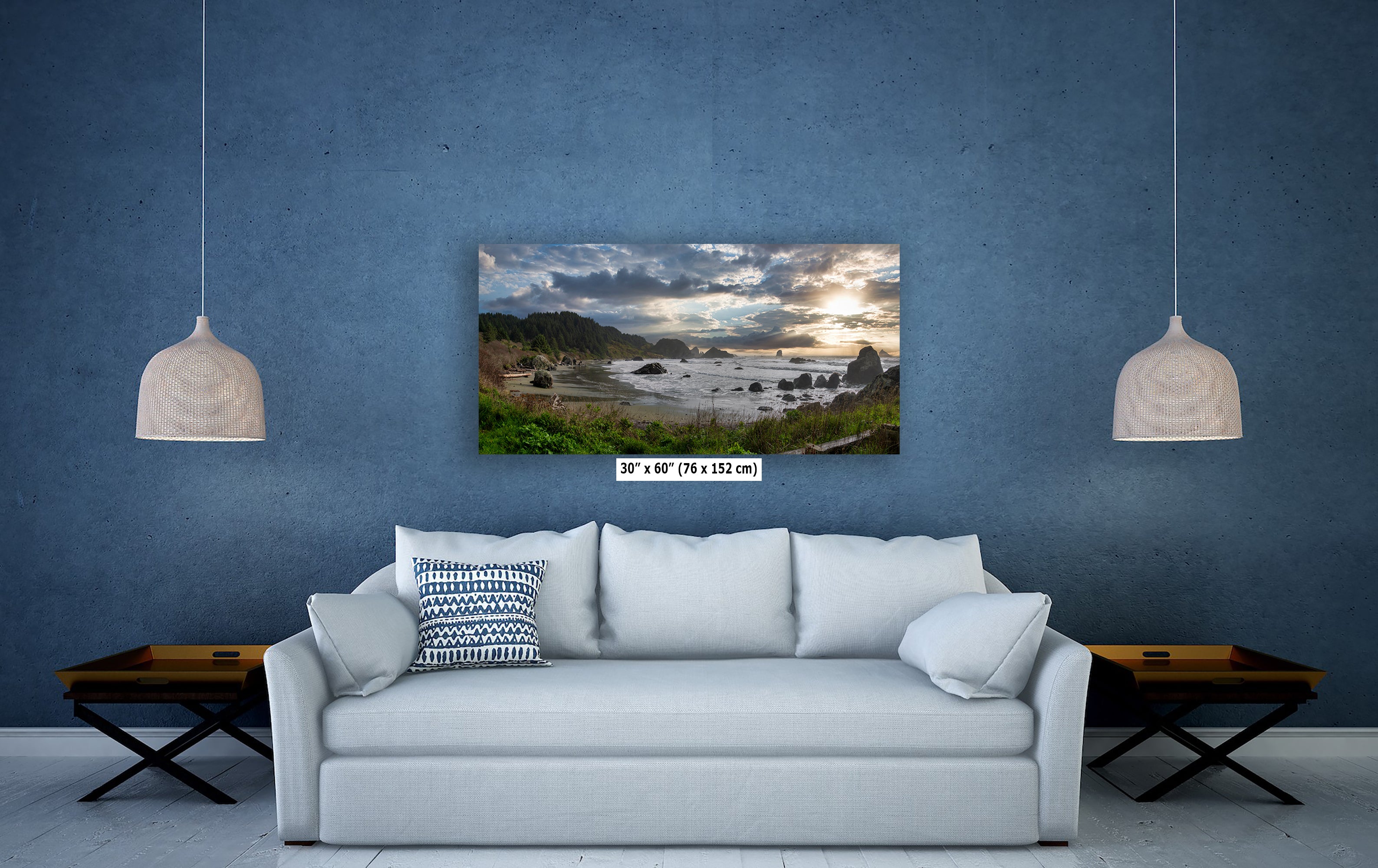 Lone Ranch Beach Oregon Coast Ocean Picture, Panorama Pacific Northwest Nature Photo Relaxation Artwork for Meditation, Apartment, Office & House Decor