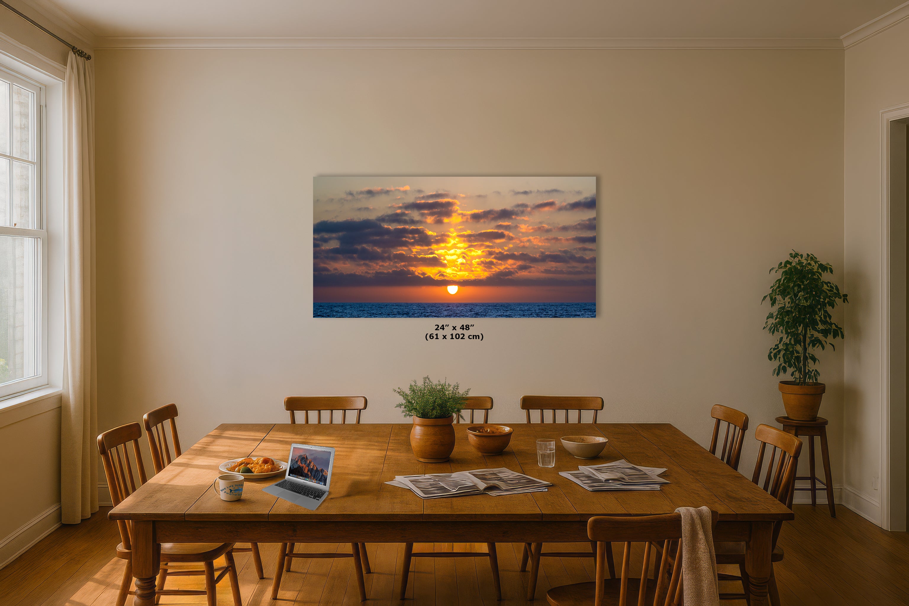 Limited Edition Fine Art Photography, Ocean Picture California Coastline Sunset Through Clouds