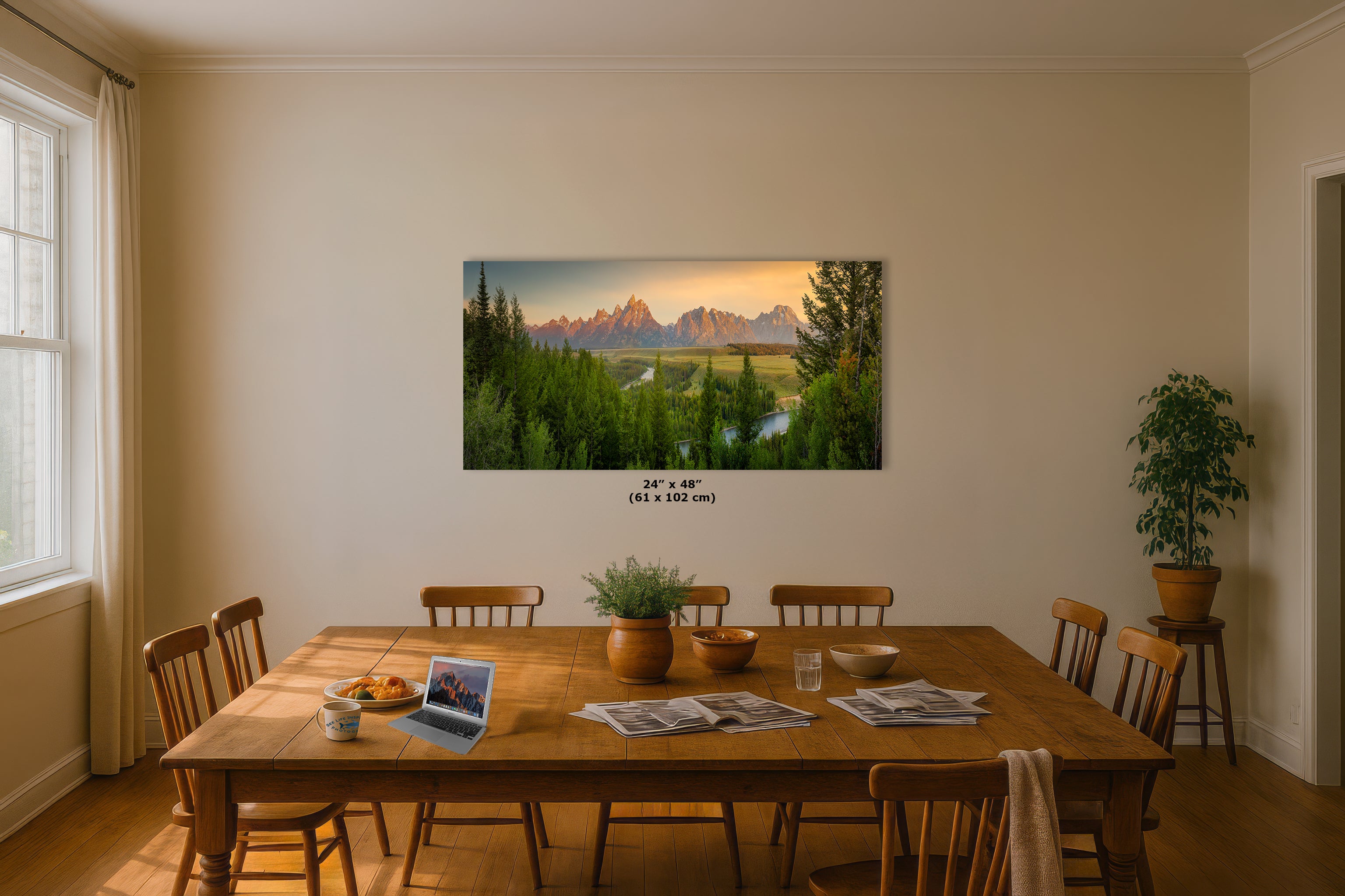 Grand Teton National Park Wyoming Mountain Picture Panorama Nature Photo, Rustic Wall Art, Jackson Hole Scenery, Bohemian Decor