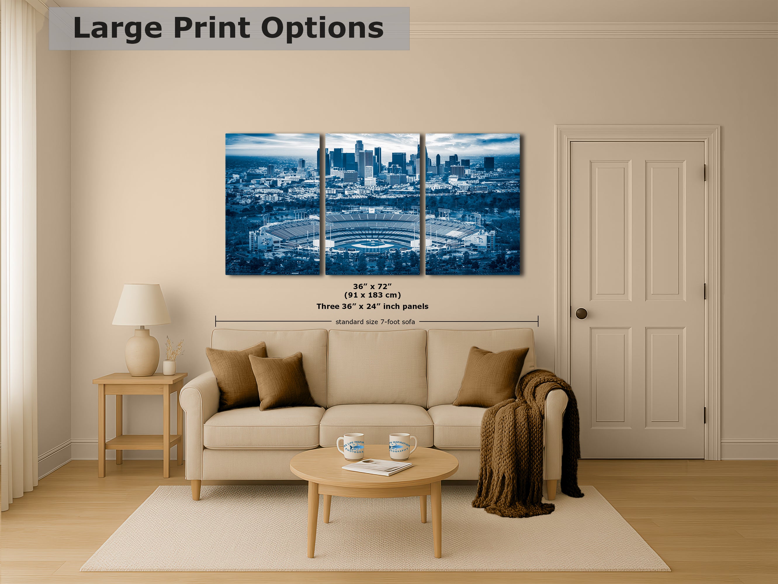 Los Angeles Dodgers Baseball Stadium, LA Skyline Blue Urban Cityscape Photo