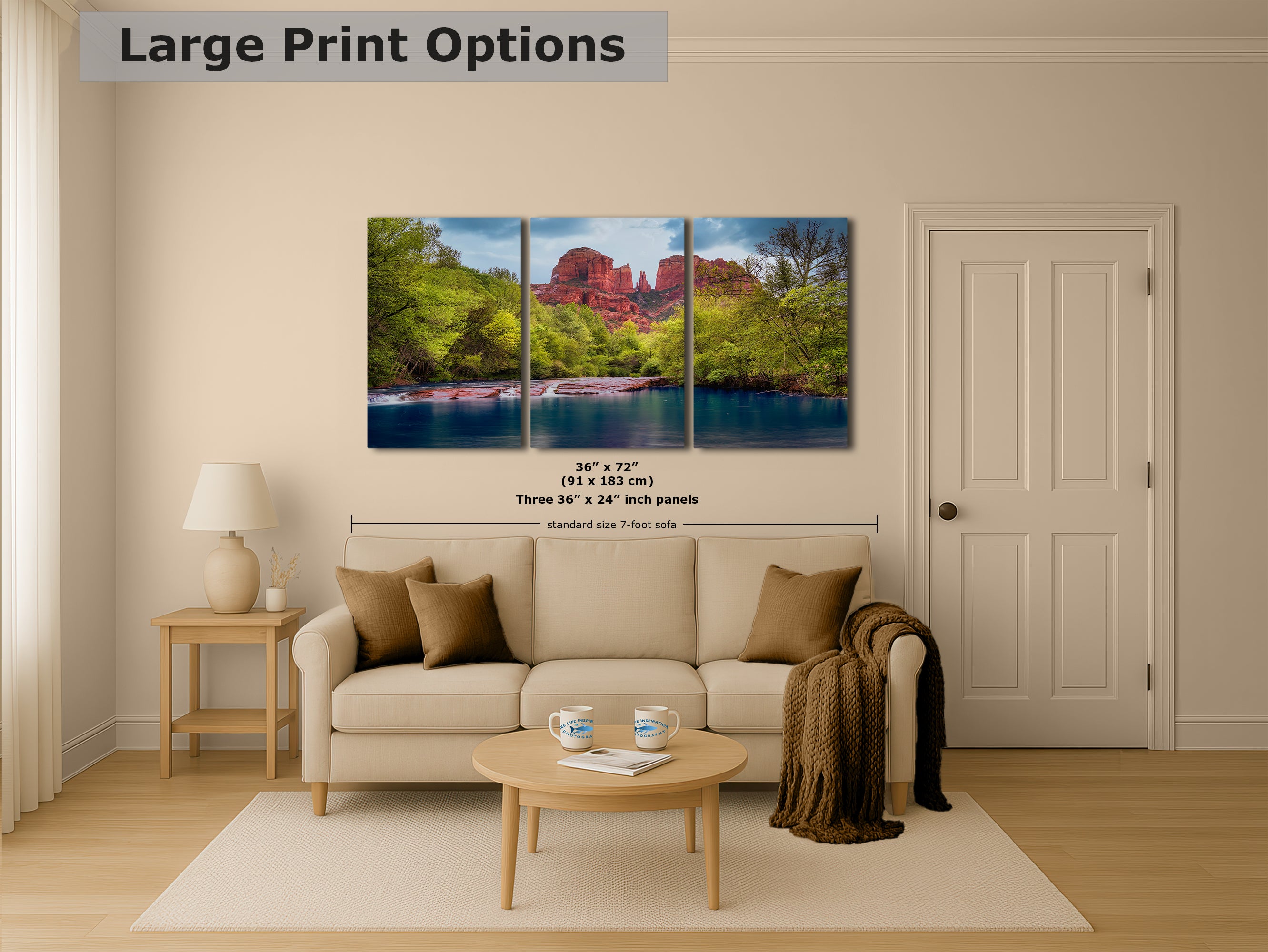 Cathedral Rock with Oak Creek, Sedona Arizona Desert Picture Nature Photo Relaxation Artwork for Meditation, Office, and House Decor