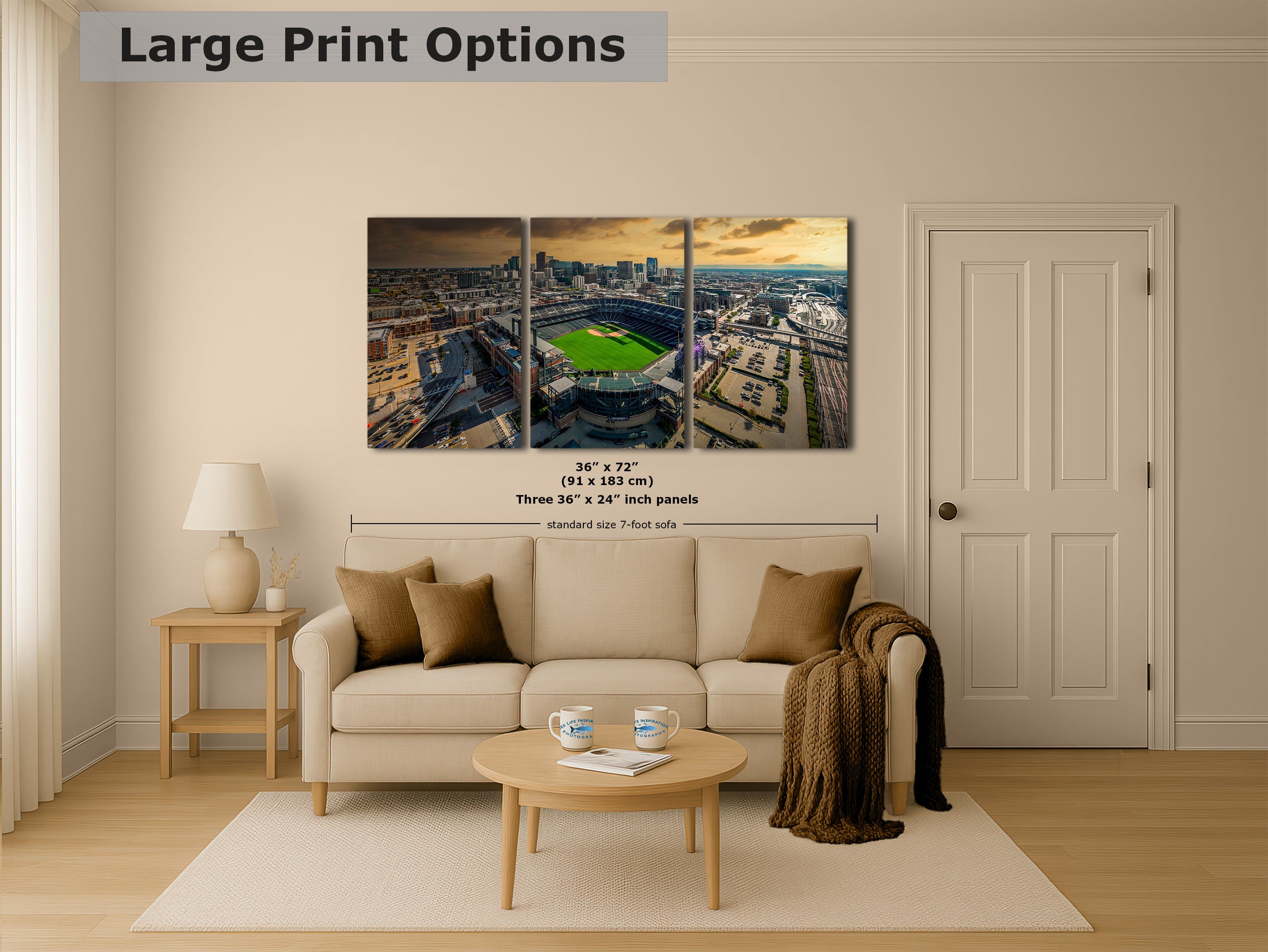 Colorado Rockies Baseball Stadium, Coors Field Denver Colorado Skyline Print for Man Cave Decor & Sports Fans