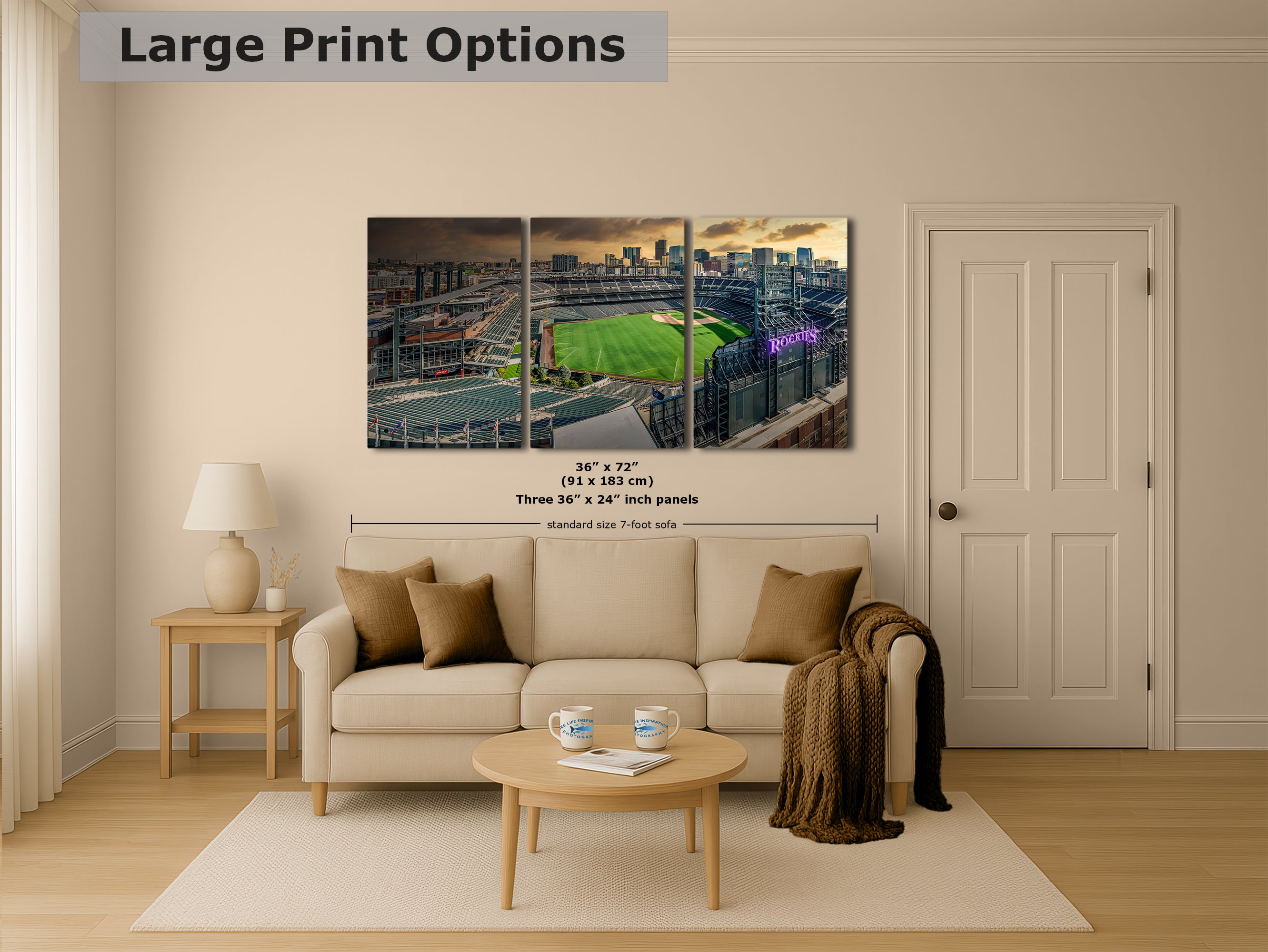 Colorado Rockies Baseball Stadium Wall Art | Coors Field Denver Colorado Skyline Print for Man Cave Decor & Sports Fans
