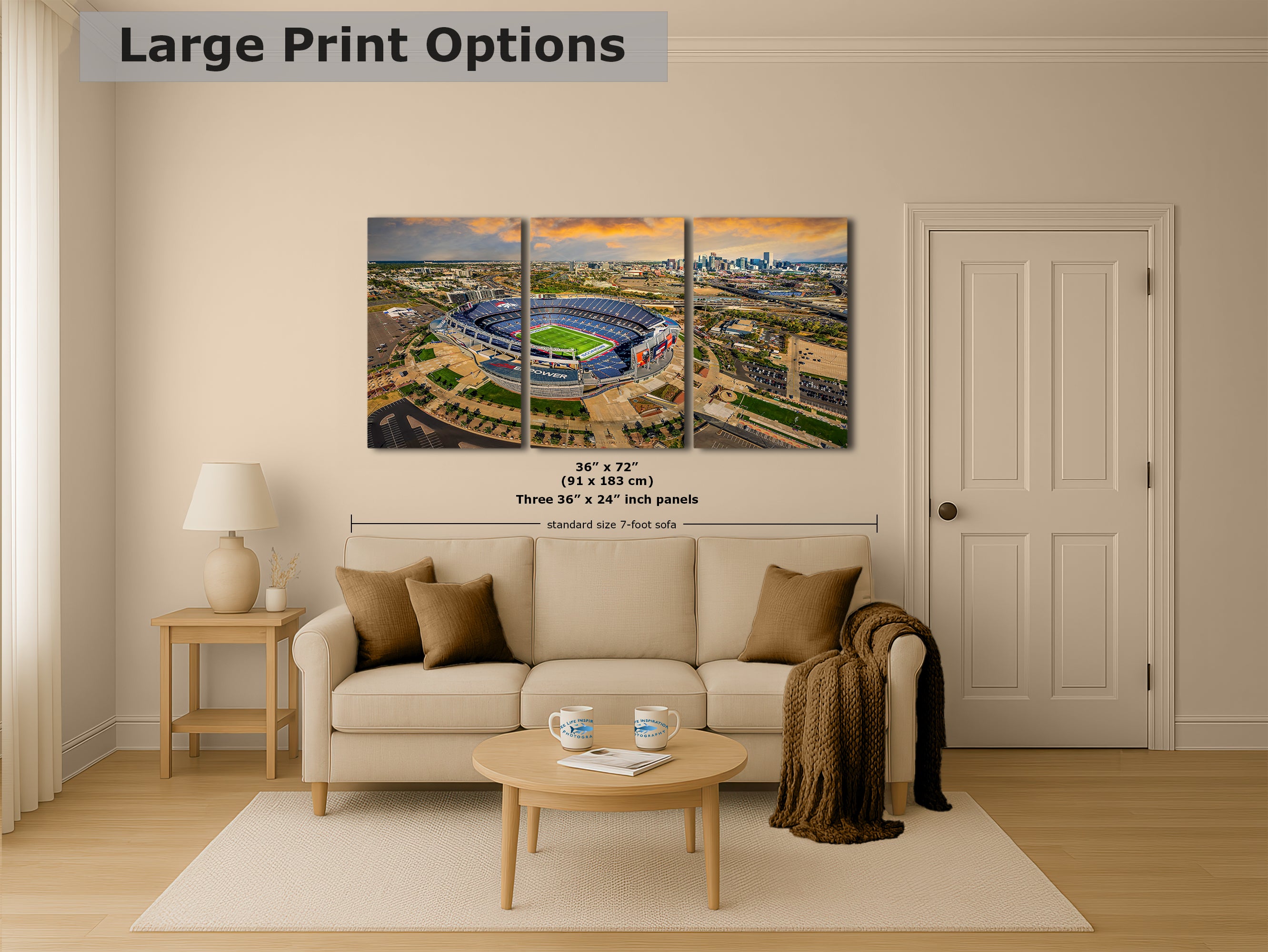 Denver Broncos Football Stadium | Mile High Stadium Denver Colorado Skyline Print | Sports Decor, Man Cave Art