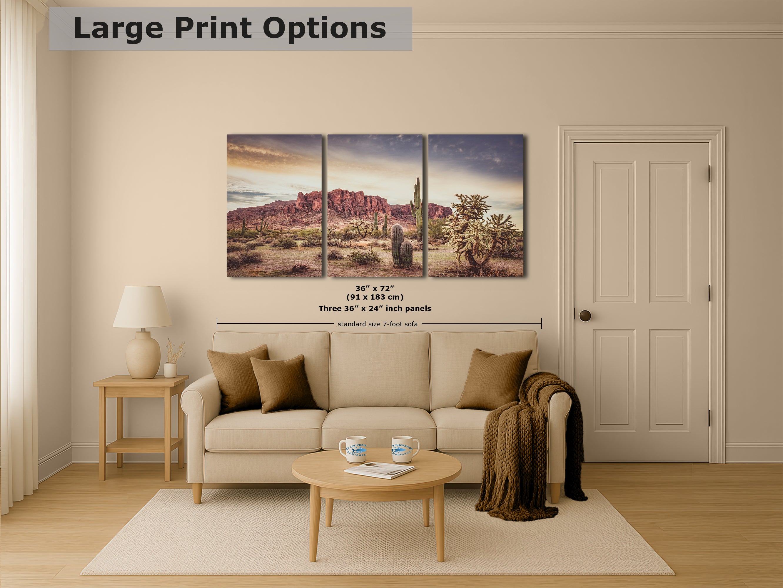 Arizona Desert Picture, Vintage Saguaro Cactus Artwork Nature Photo, Southwestern Wall Art of Superstition Mountains at Lost Dutchman State Park