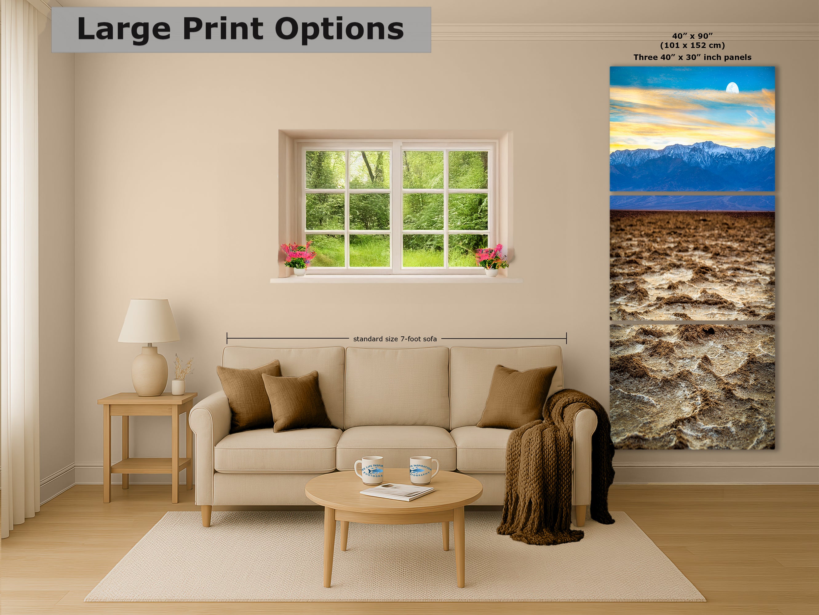 Death Valley National Park California Desert Picture Nature Photo, Badwater Basin Salt Flats and Telescope Peak Sunset Photo for House Decor