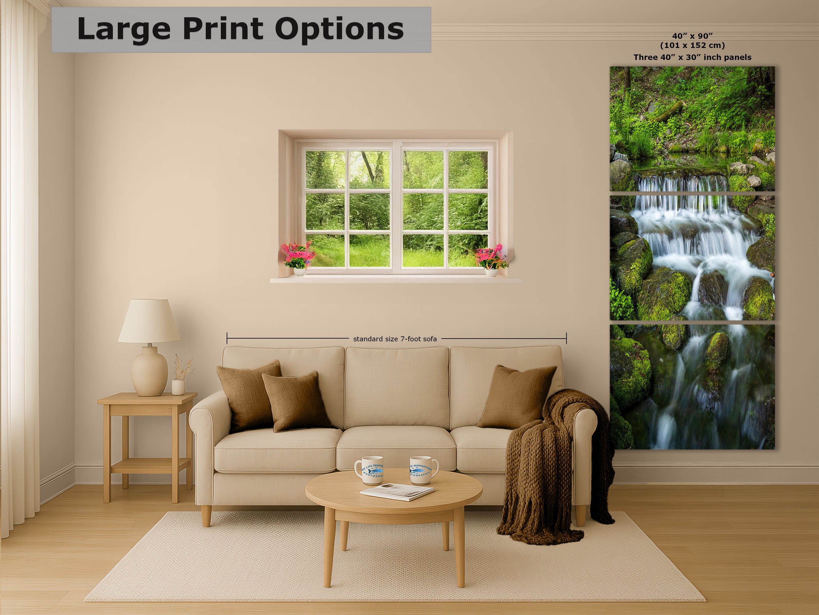 Yosemite National Park Waterfall Picture Nature Photo Relaxation Artwork for Meditation, Office, Apartment, and House Decor